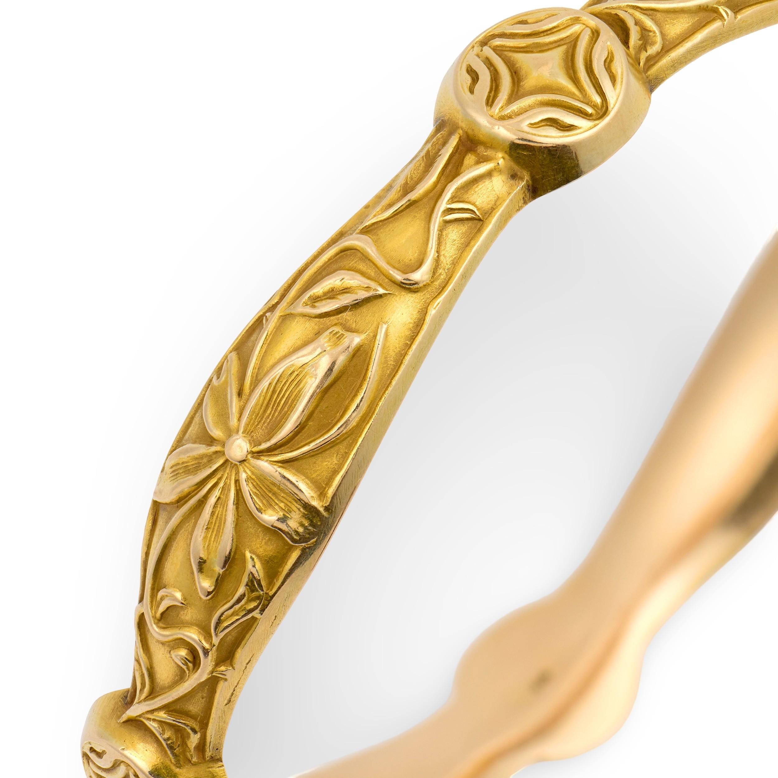 Art Nouveau 14k Repoussé Bangle
