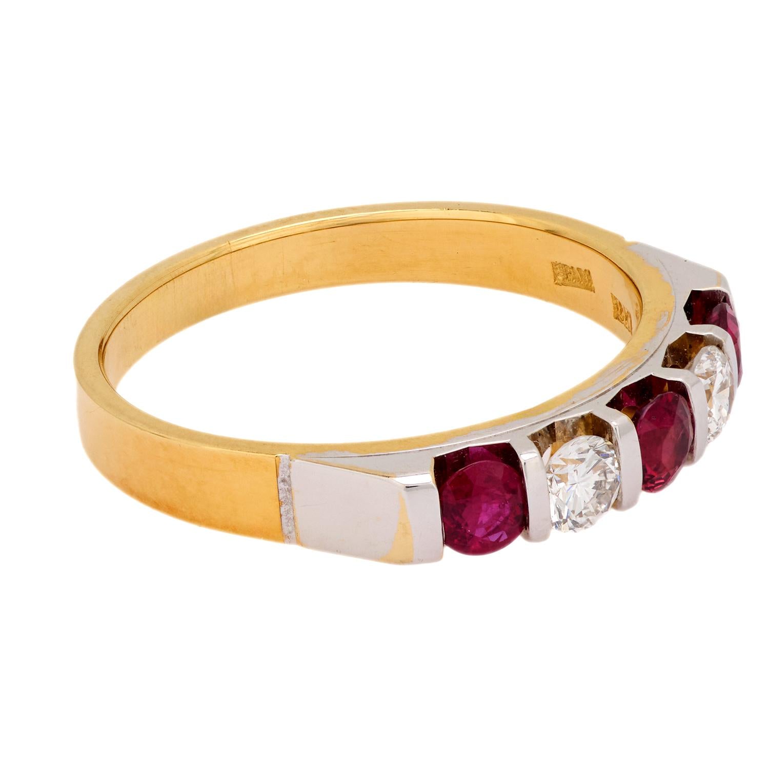 SPARK Estate 18k Diamond and Ruby 5-Stone Ring