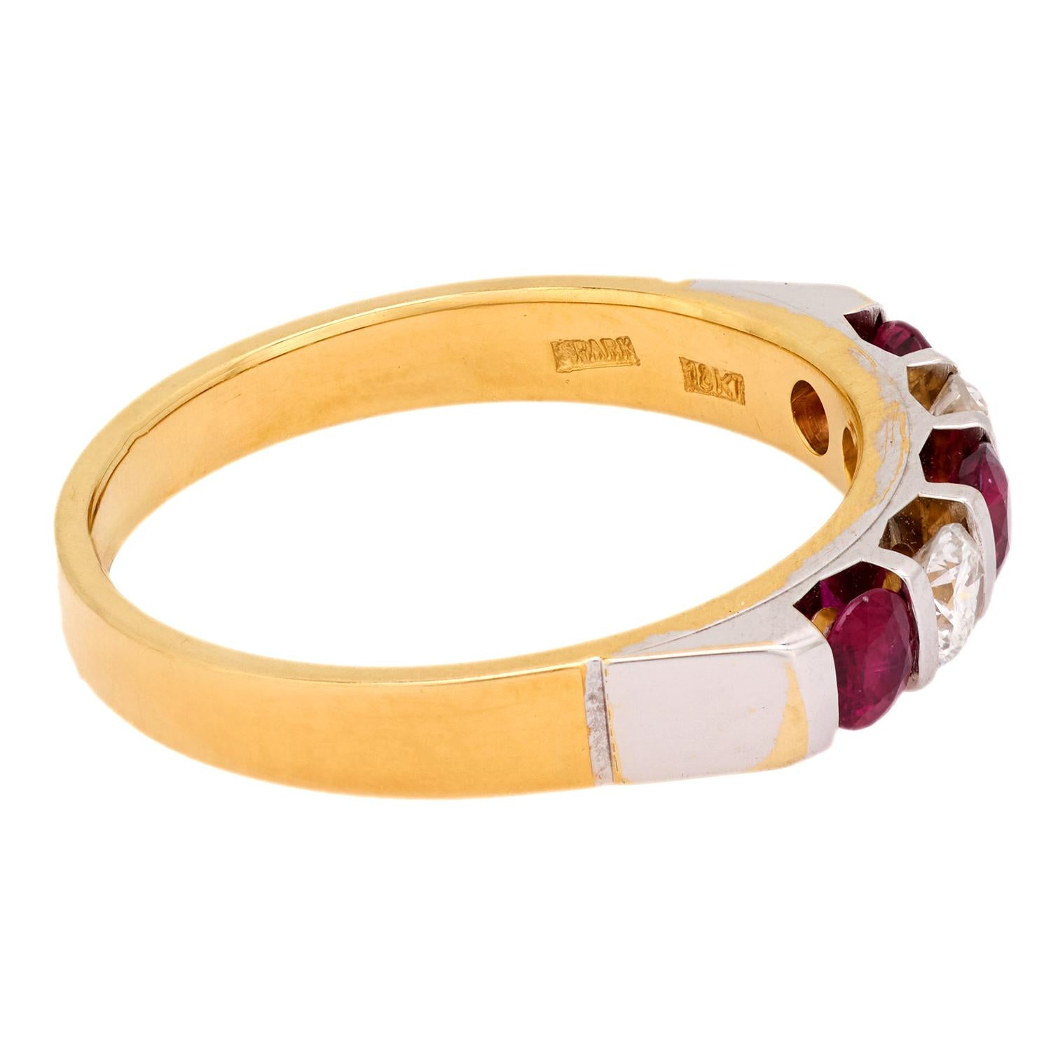 SPARK Estate 18k Diamond and Ruby 5-Stone Ring