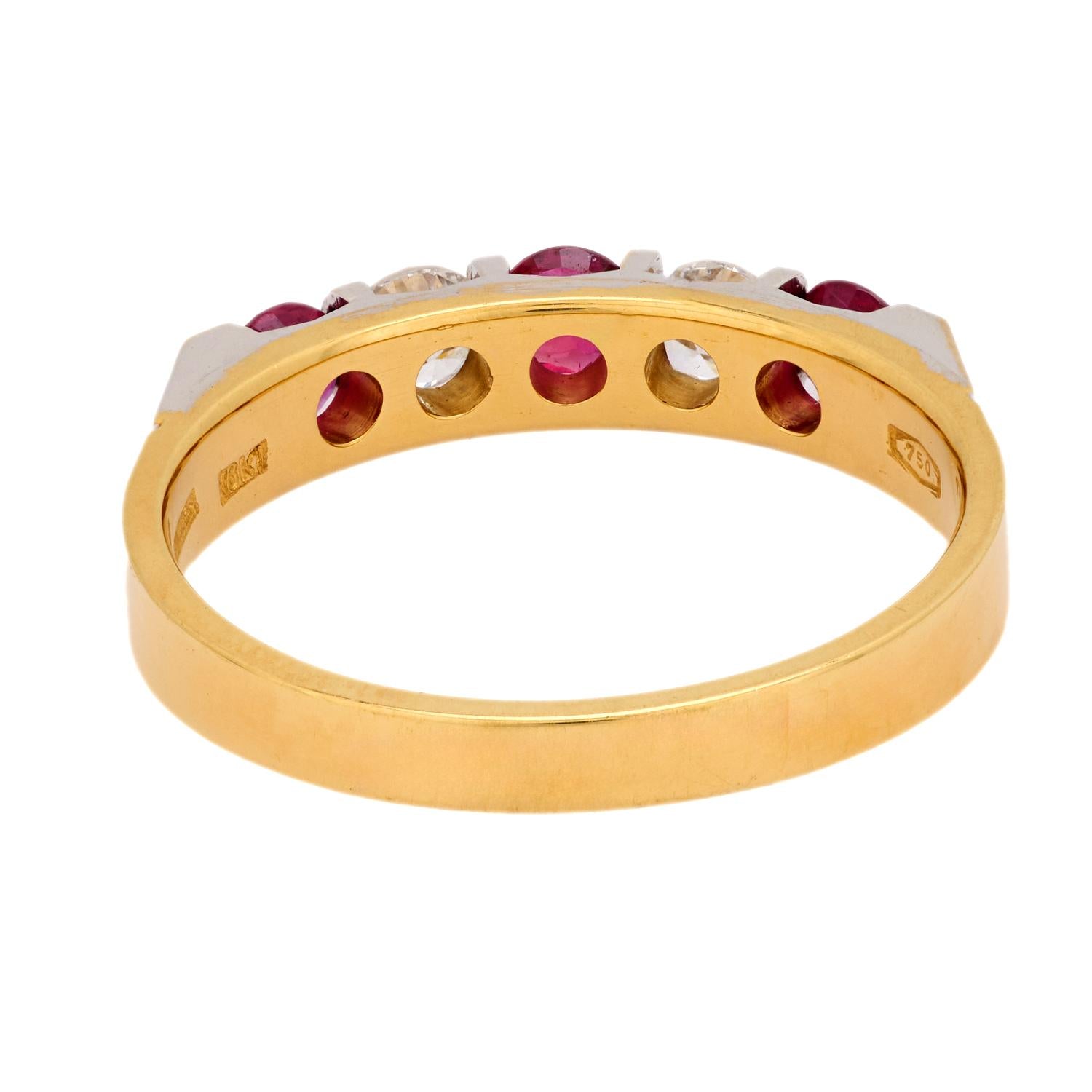 SPARK Estate 18k Diamond and Ruby 5-Stone Ring