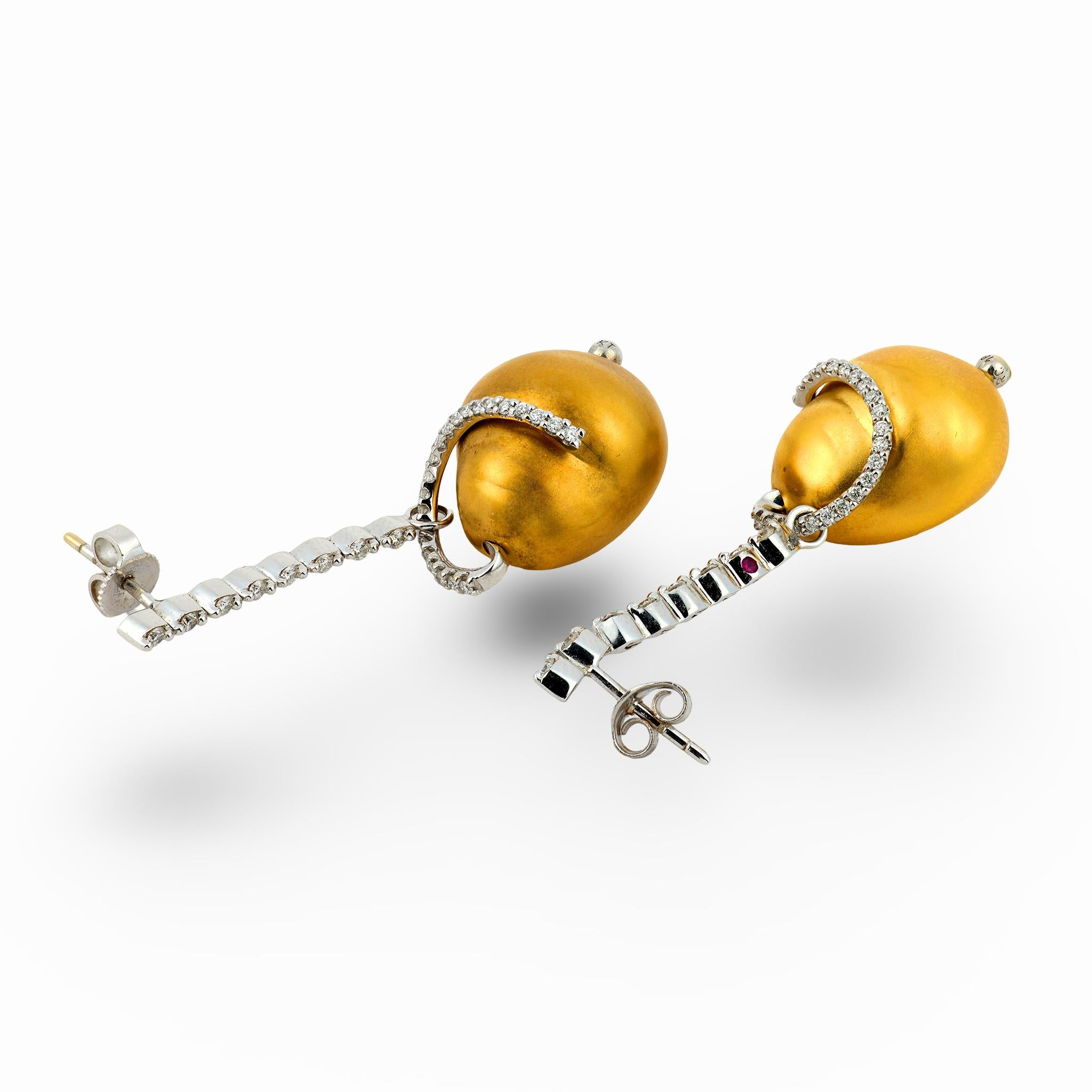 ROBERTO COIN Estate 18k Diamond "Nugget" Dangle Earrings