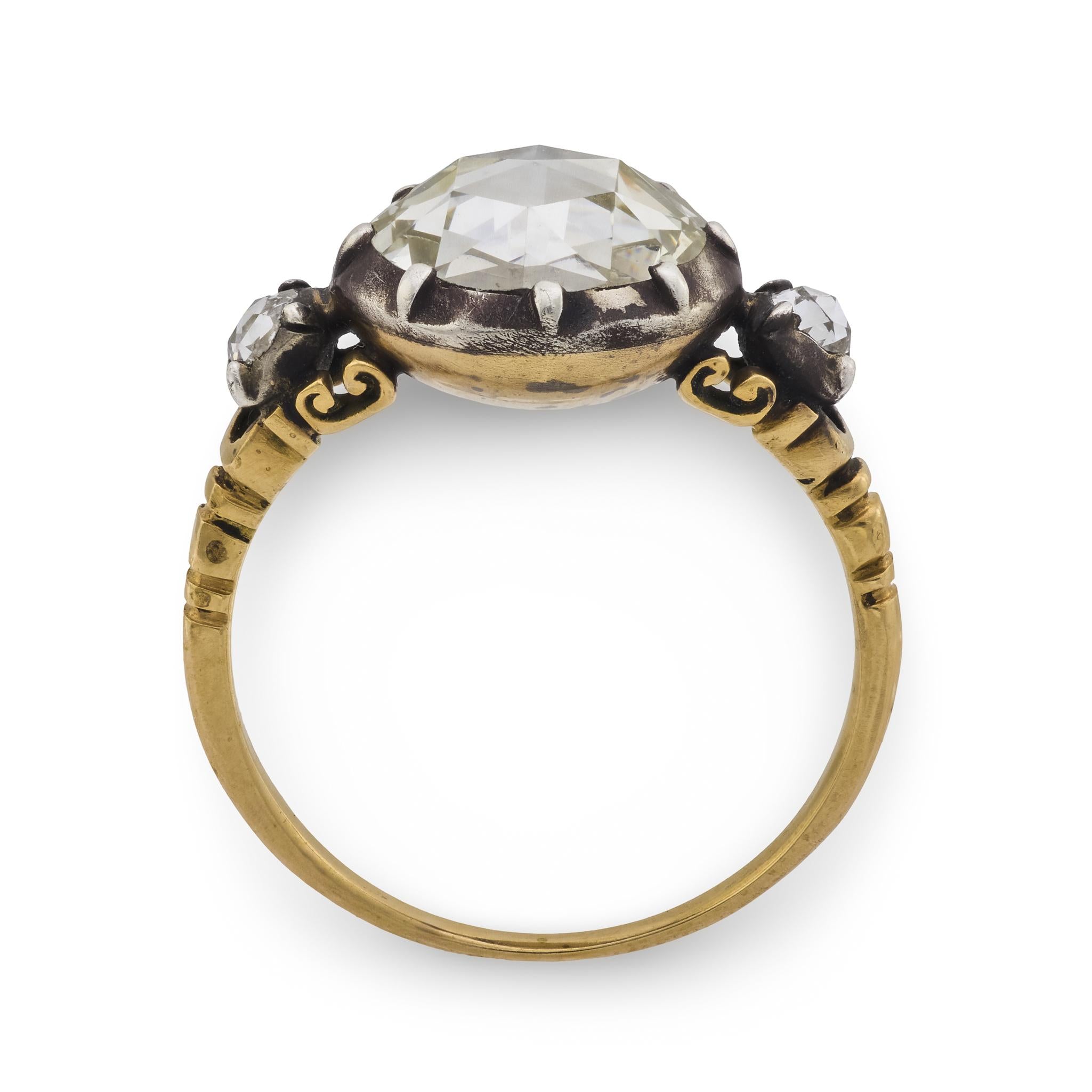 Georgian English 14k/Sterling Silver Diamond Engagement Ring 1.60ct