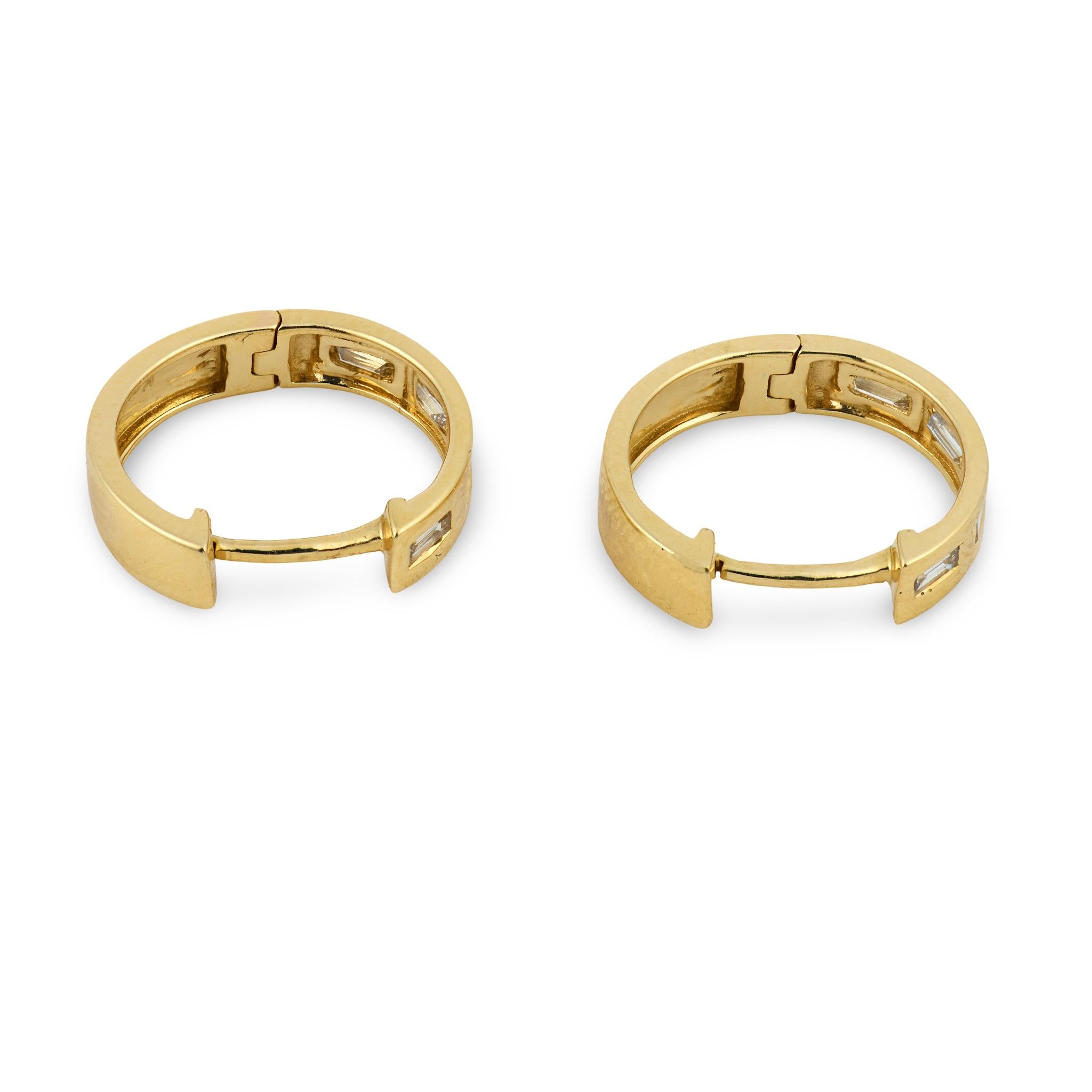 Estate 14k Diamond Huggie Hoop Earrings