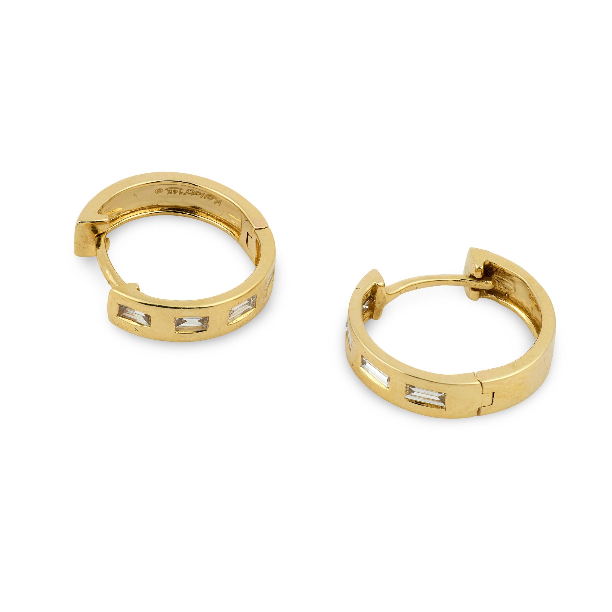 Estate 14k Diamond Huggie Hoop Earrings
