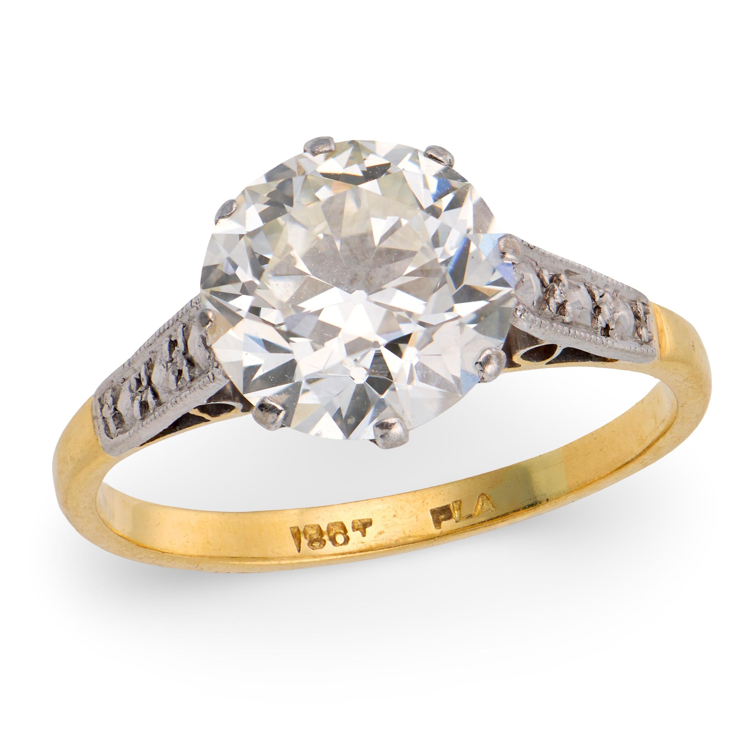 Edwardian 18k/Platinum GIA Diamond Engagement Ring 2.33ct