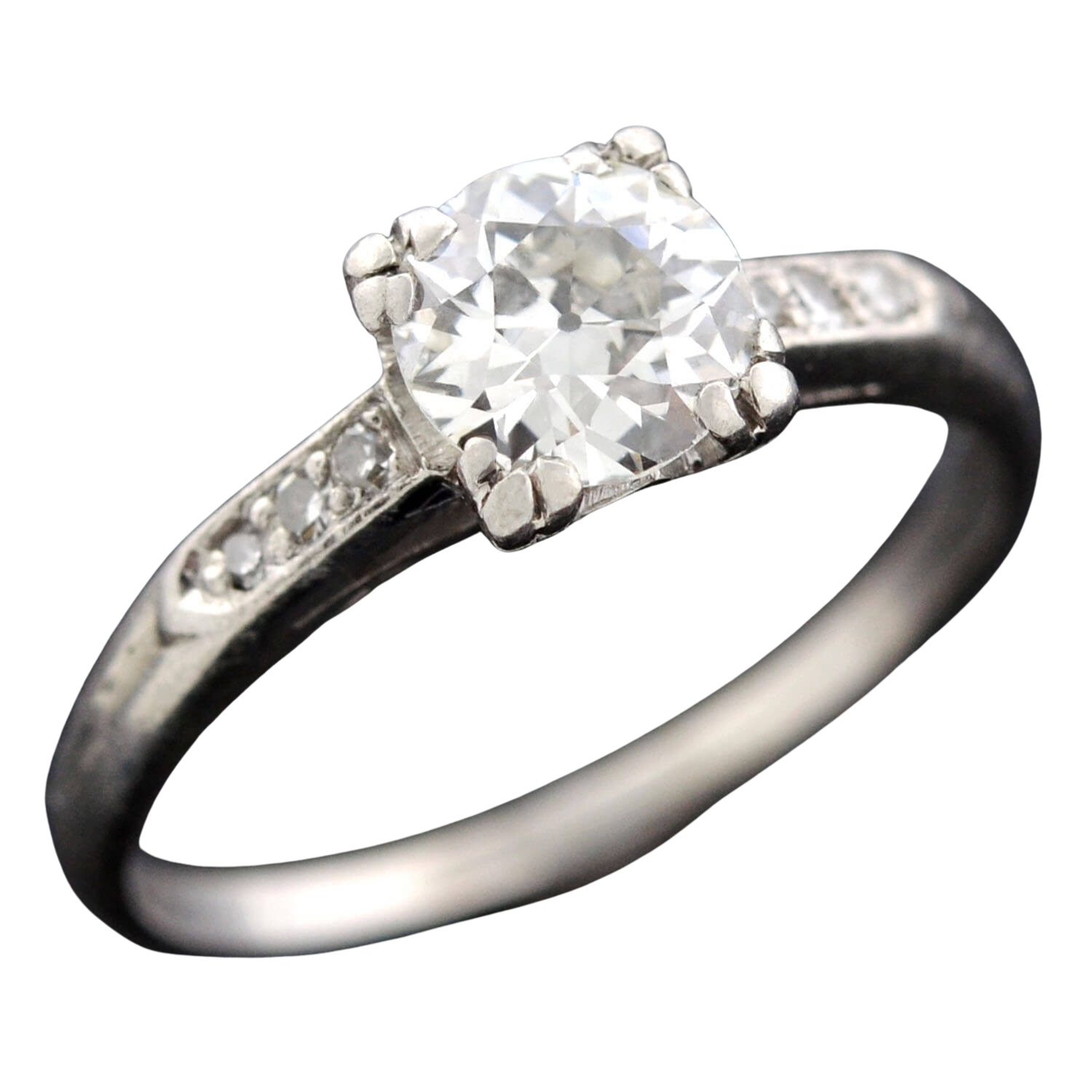 Retro Platinum Diamond Engagement Ring 0.68ct