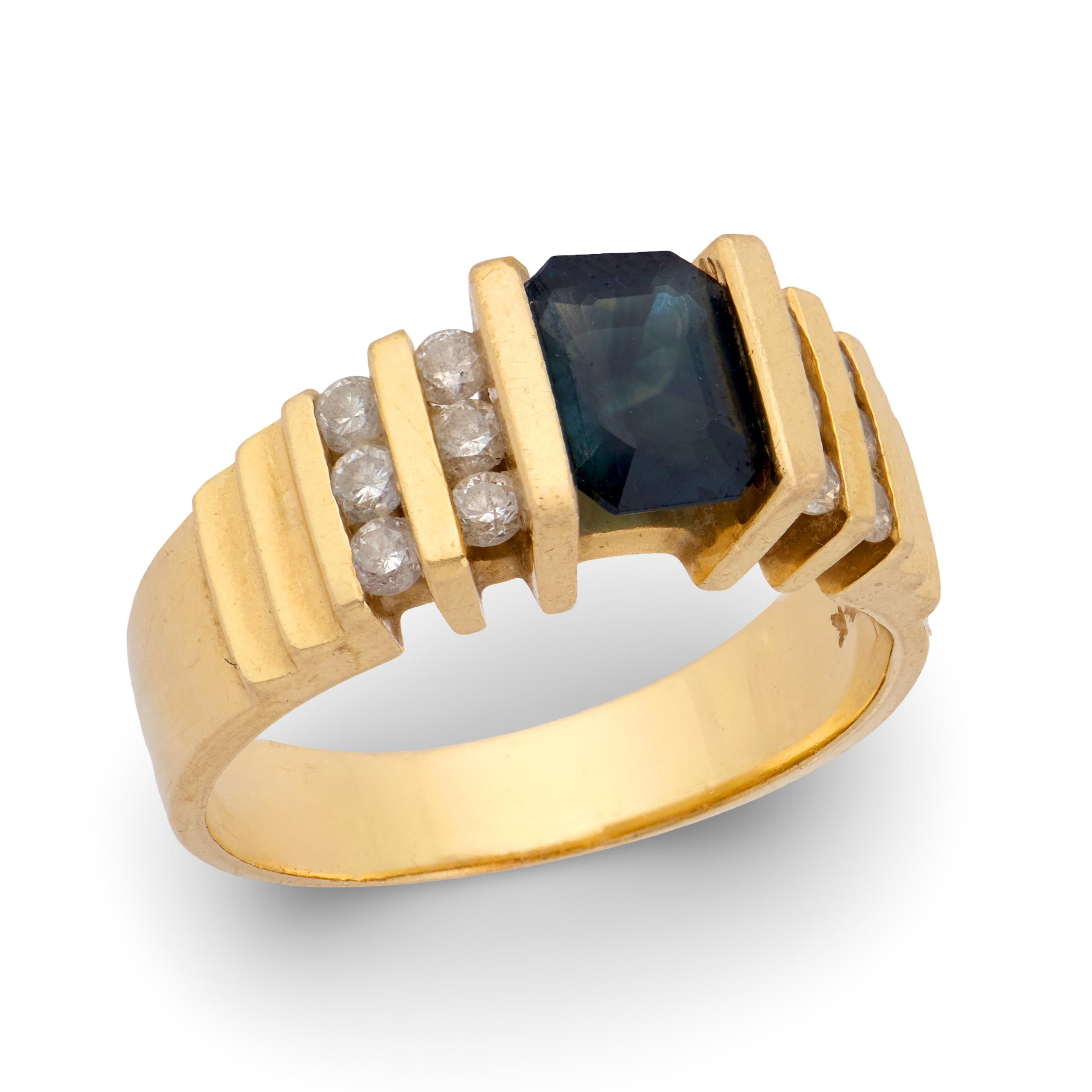 Estate 14k Sapphire & Diamond Ring