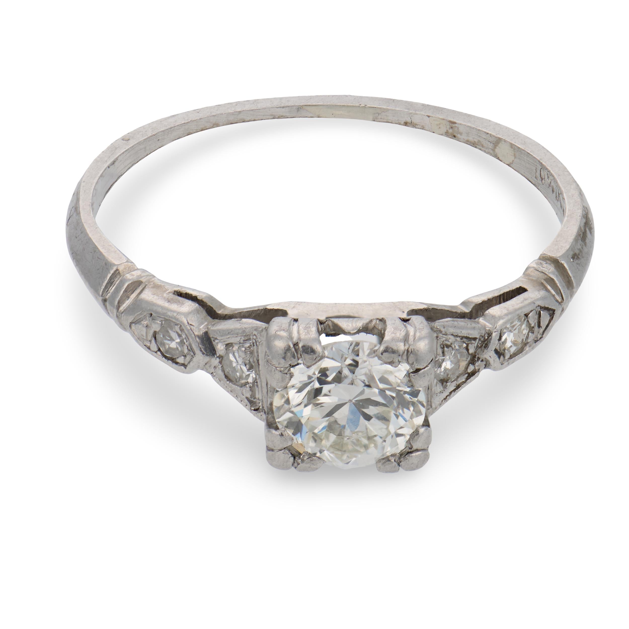 Art Deco Platinum Diamond Engagement Ring .45ct