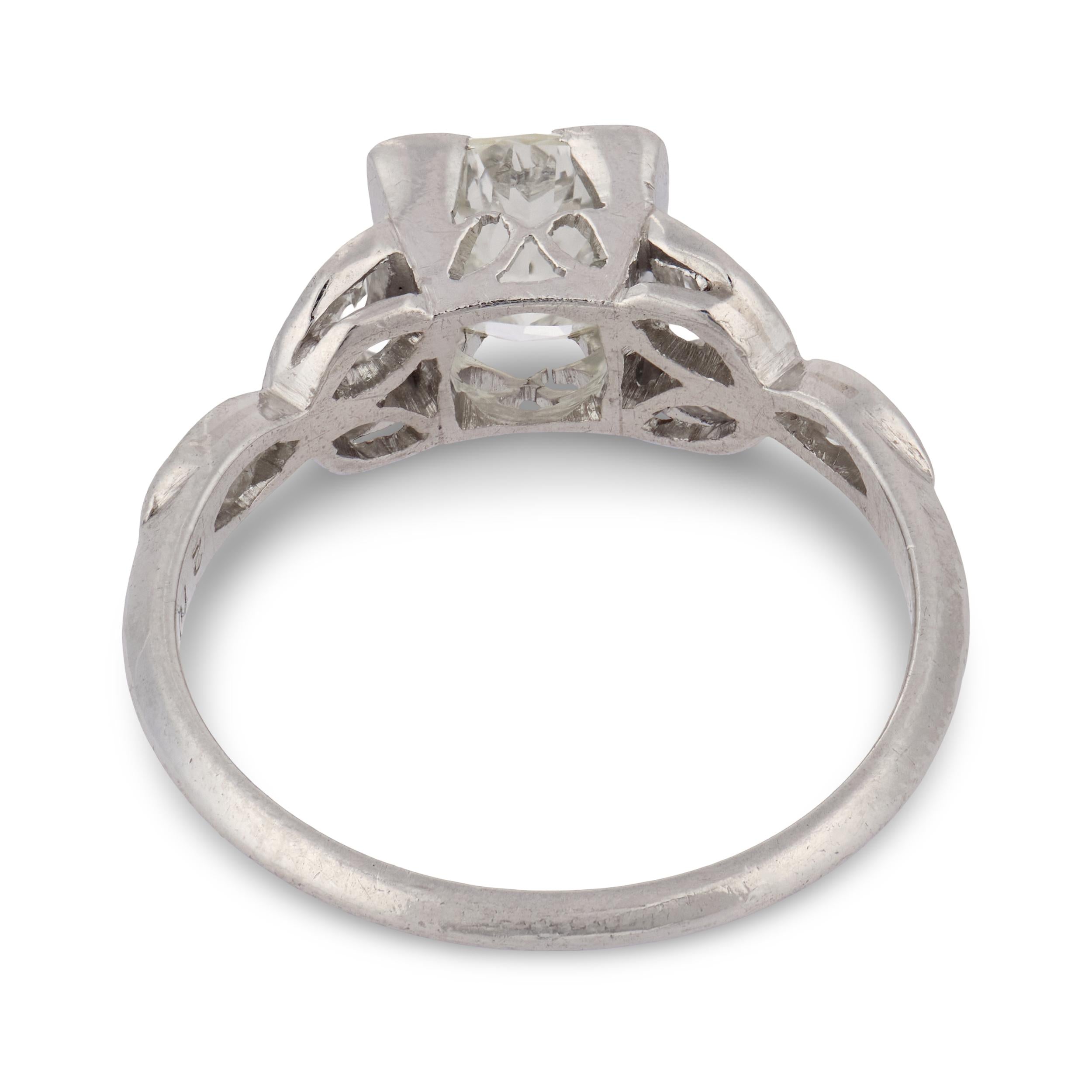 Art Deco Platinum Diamond Engagement Ring 1.35ct