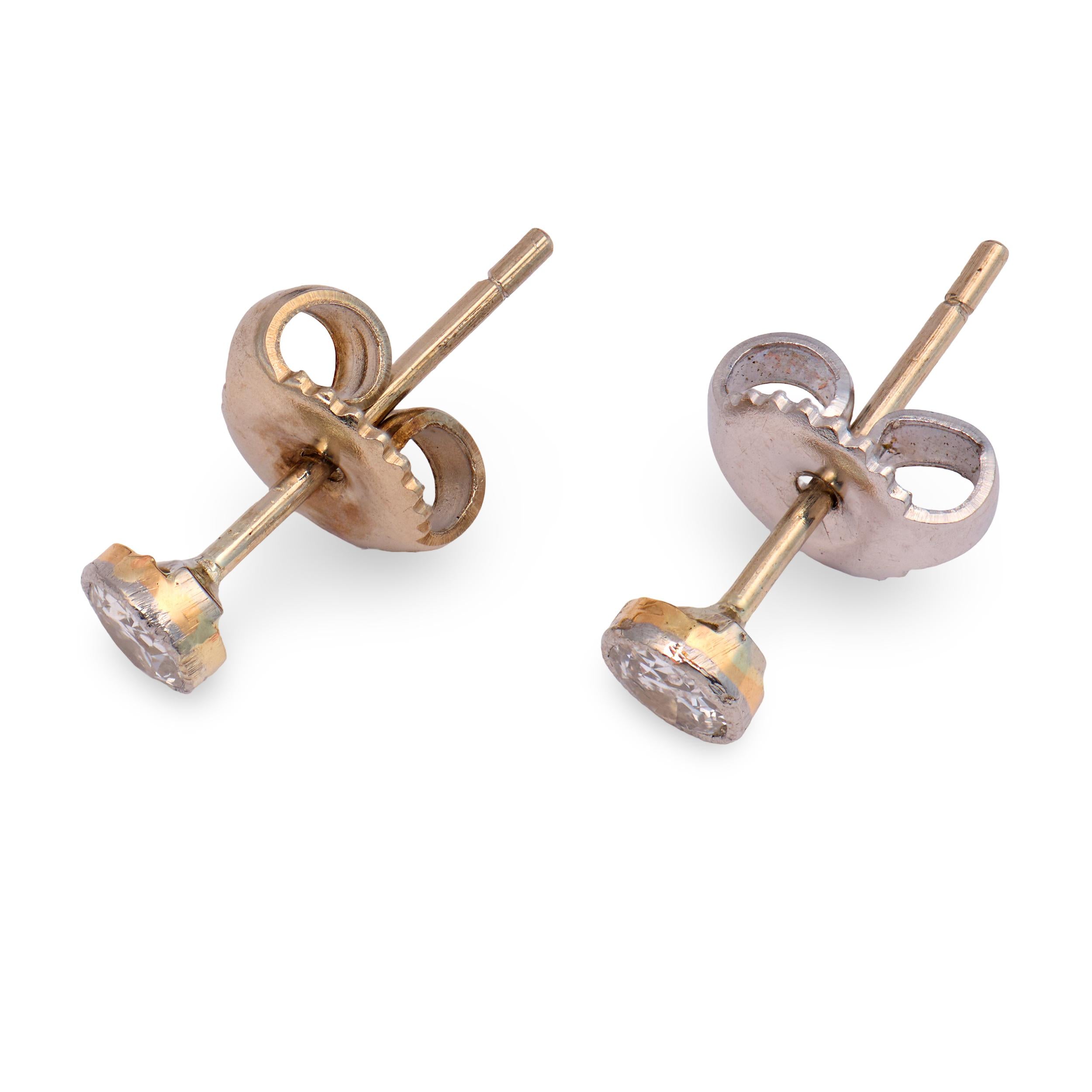 Edwardian 18k Diamond Stud Earrings