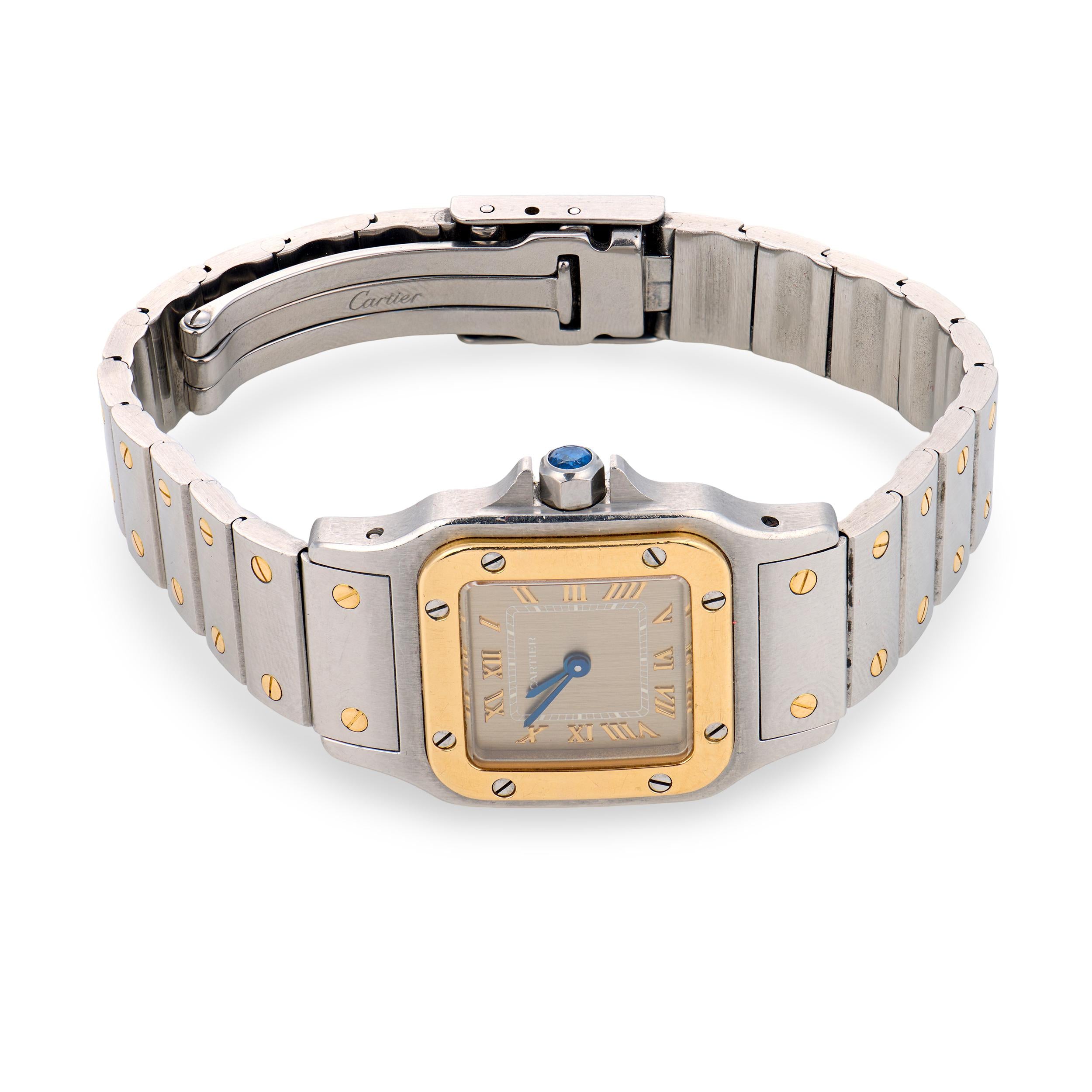 CARTIER Estate 18k/Stainless Steel Santos Two-Tone Ladies Watch
