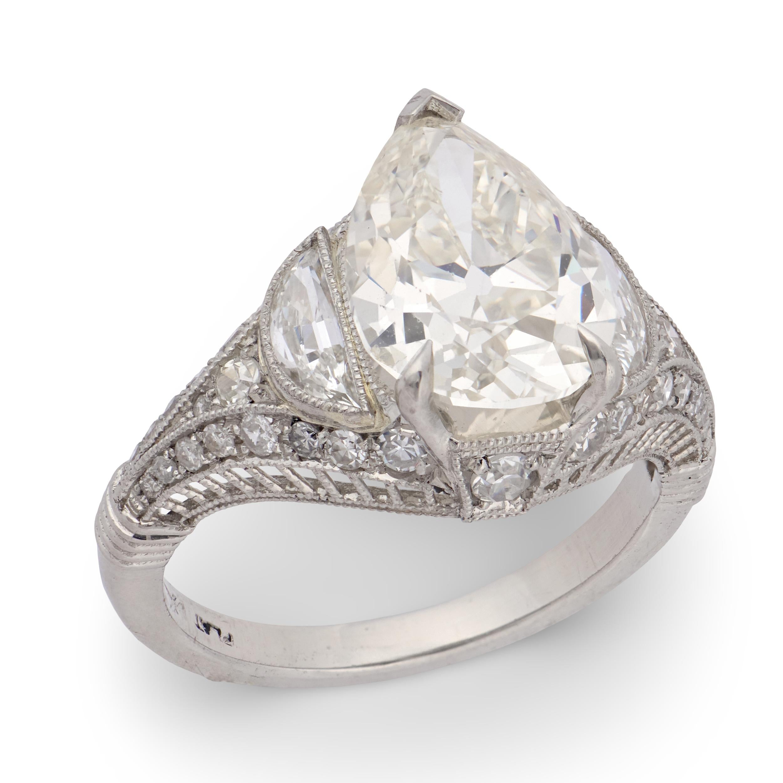 Art Deco Platinum Diamond Engagement Ring 2.60ct