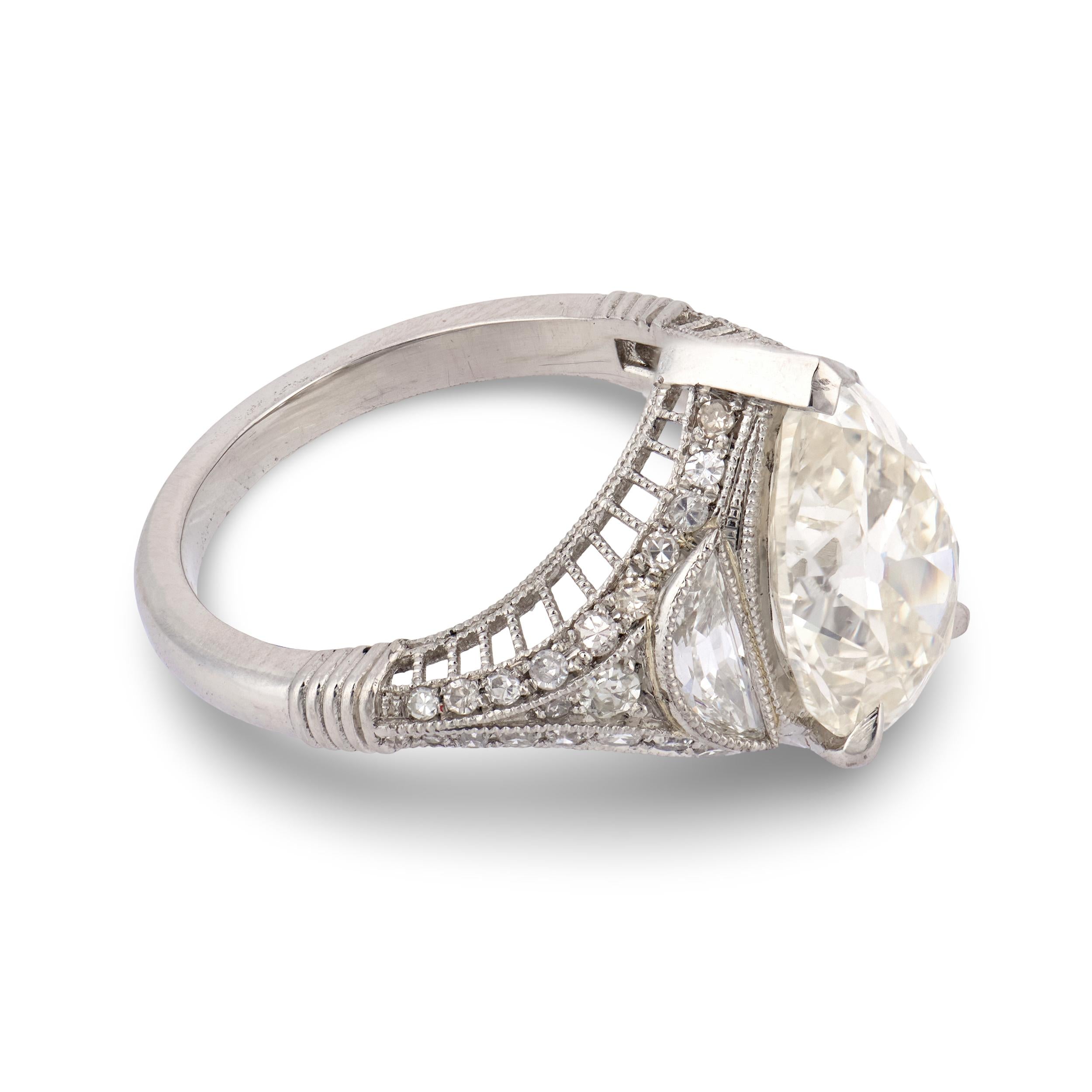 Art Deco Platinum Diamond Engagement Ring 2.60ct