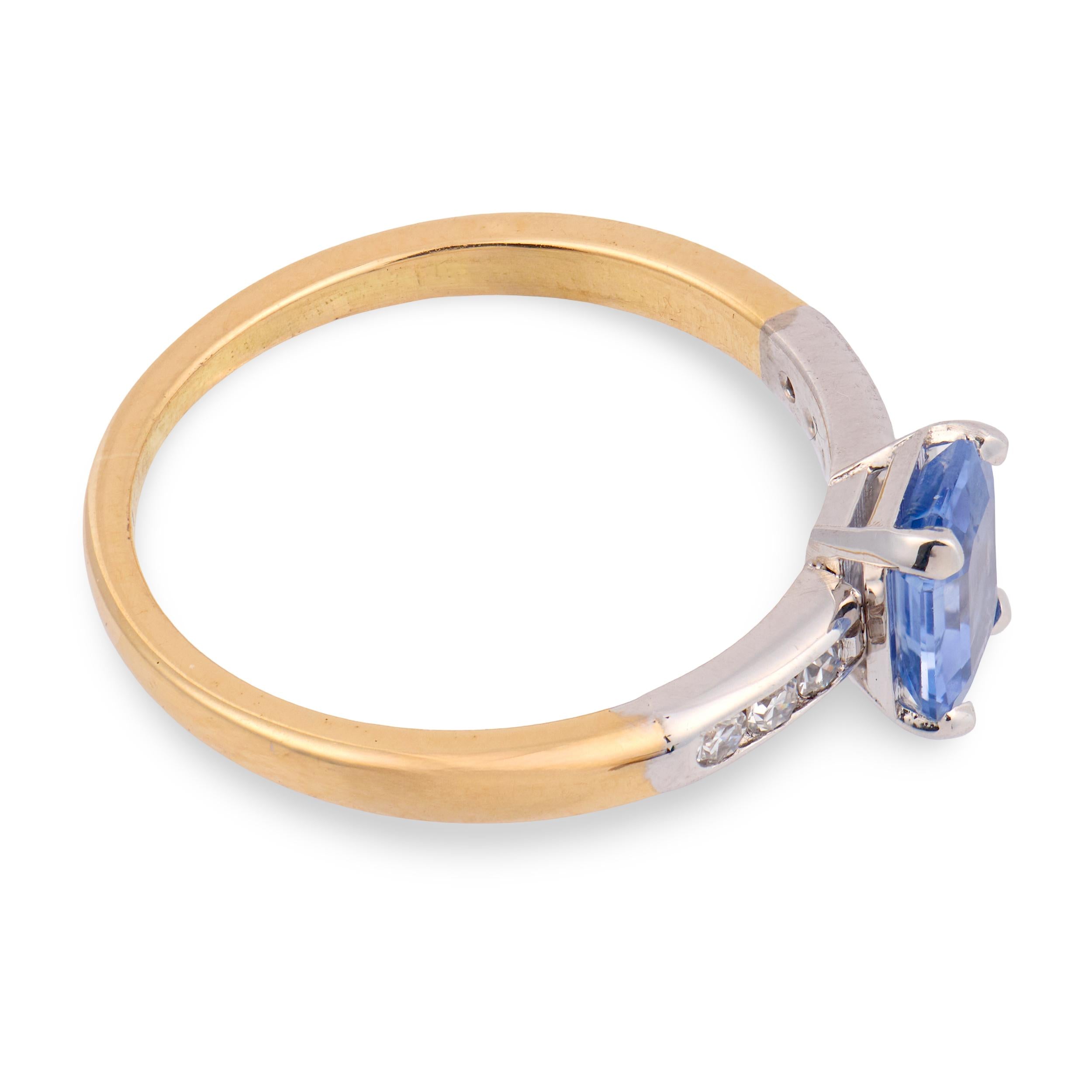 JABEL Art Deco 18k Sapphire & Diamond Ring
