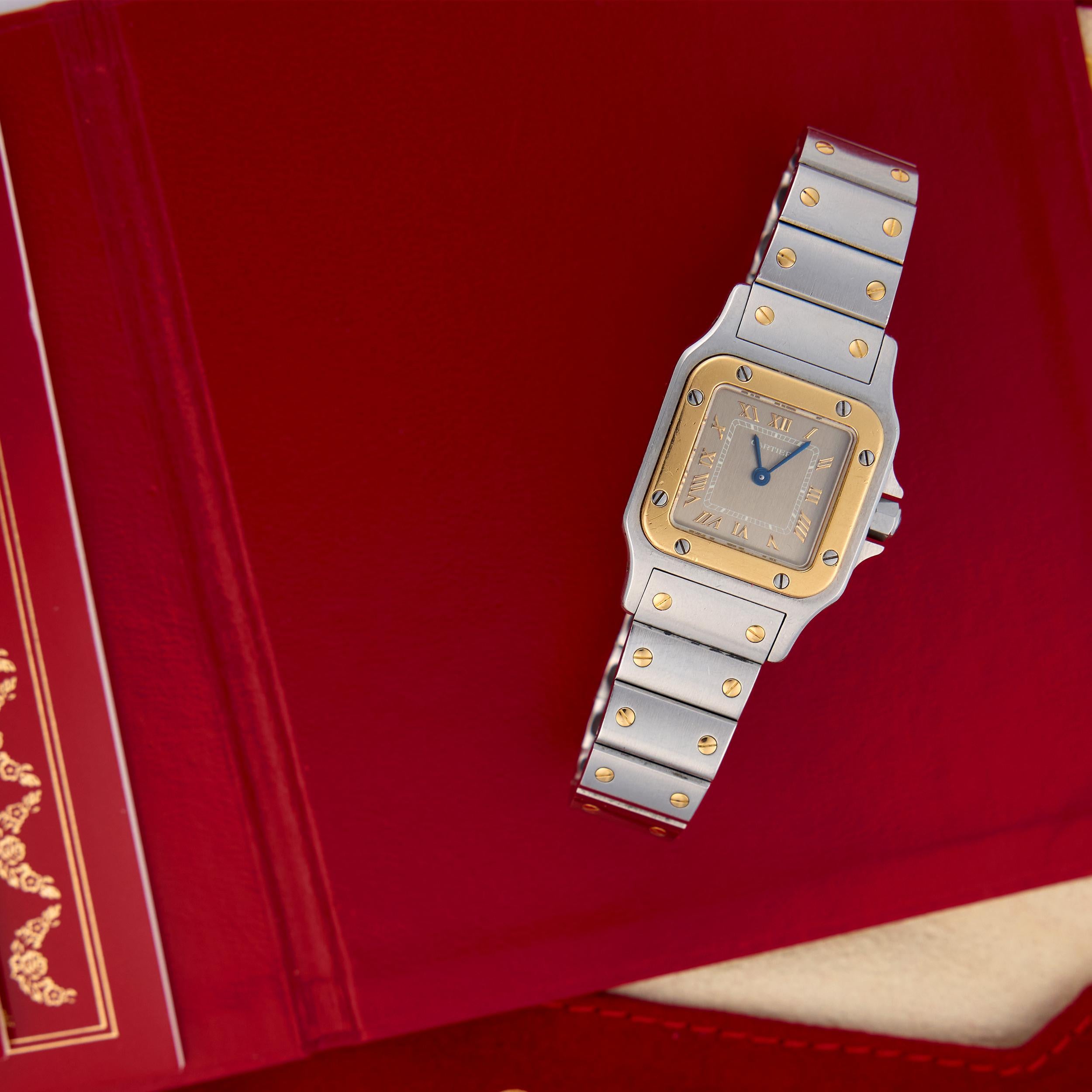 CARTIER Estate 18k/Stainless Steel Santos Two-Tone Ladies Watch