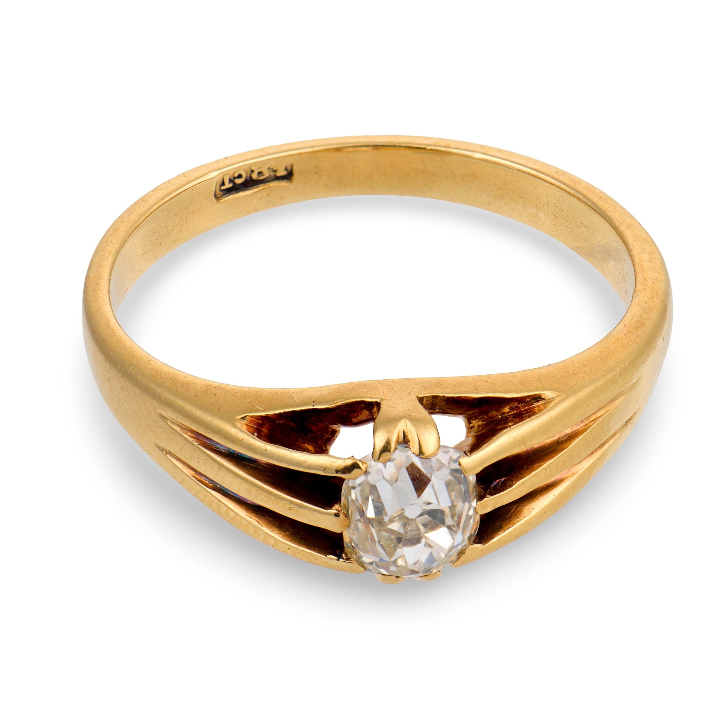 Victorian English 18k Diamond Engagement Ring .75ct