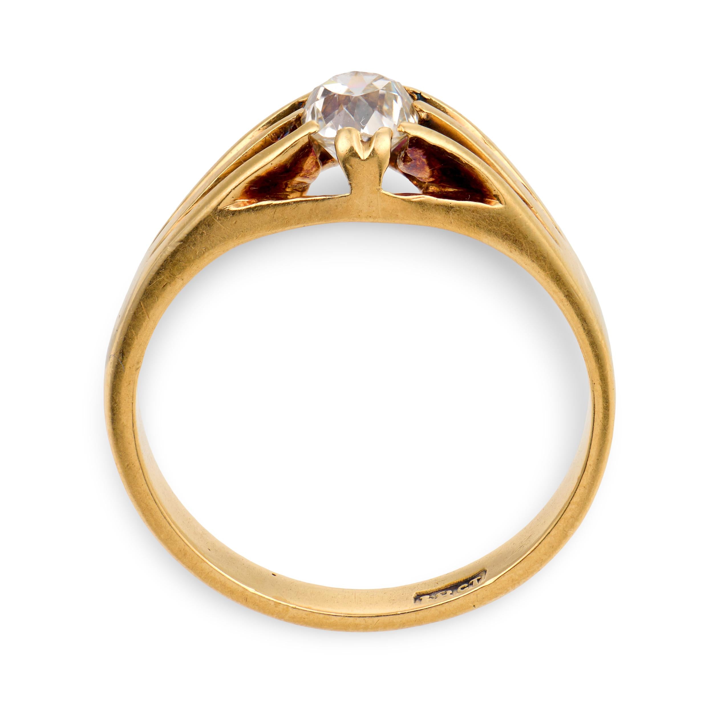 Victorian English 18k Diamond Engagement Ring .75ct