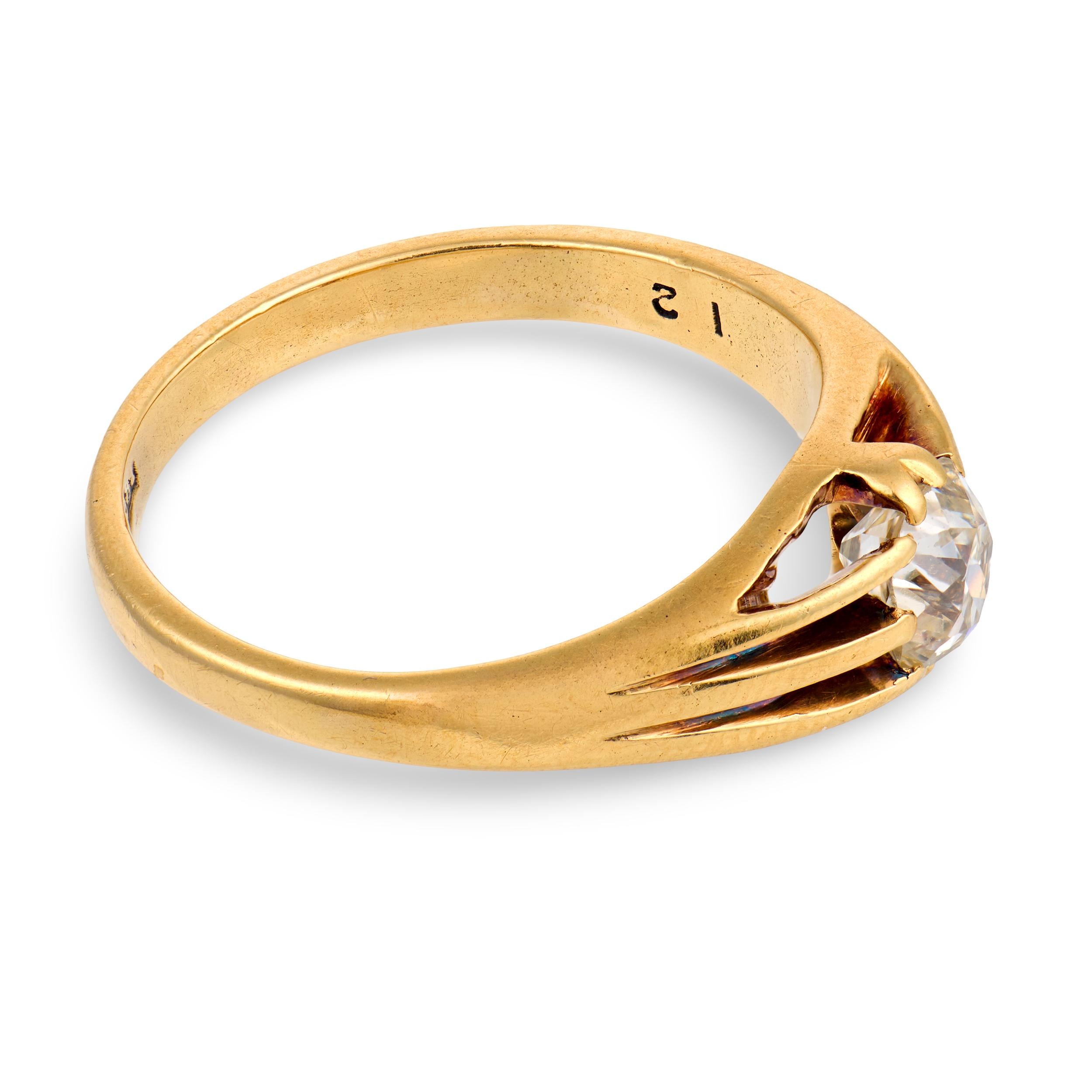 Victorian English 18k Diamond Engagement Ring .75ct