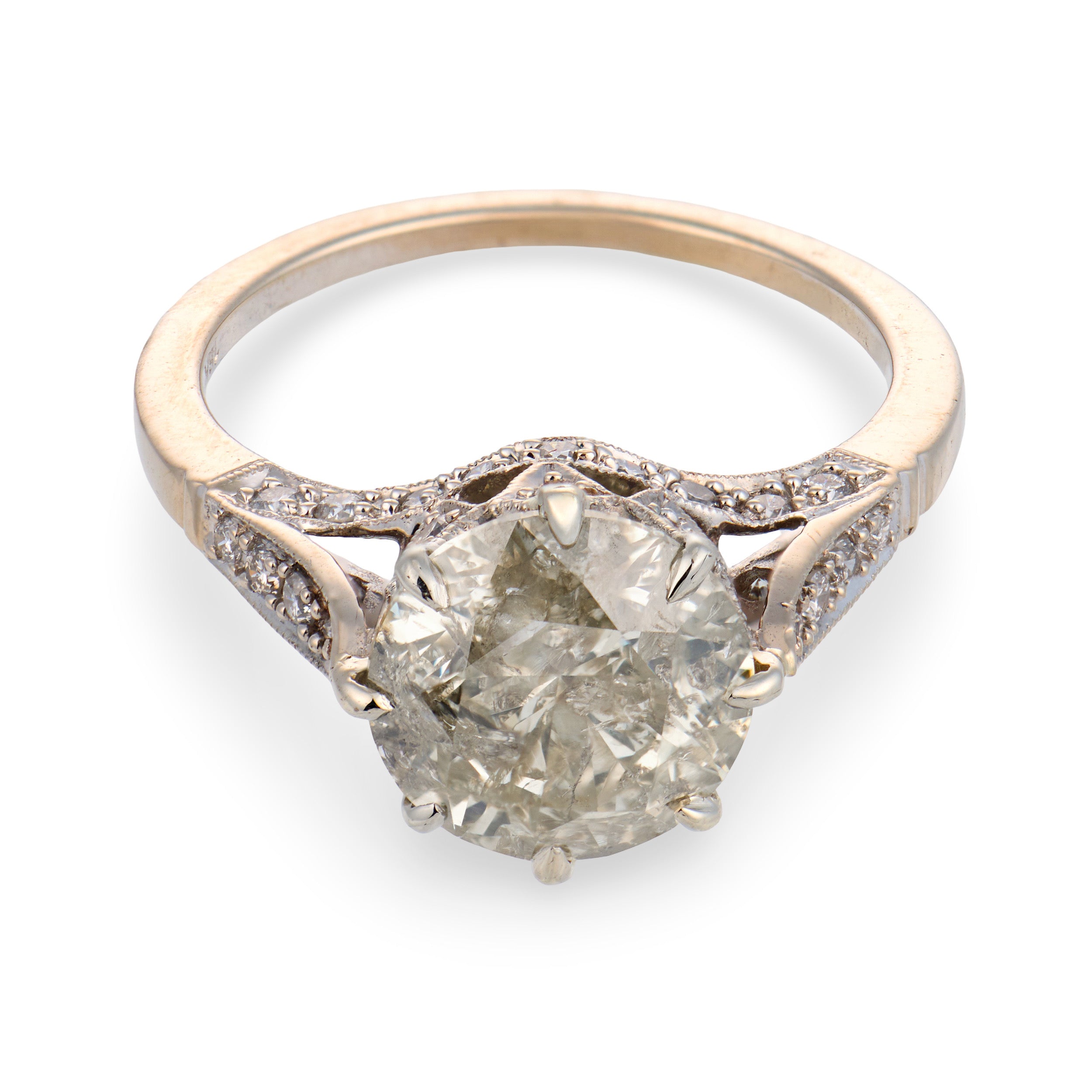 Estate 18k Diamond Engagement Ring 3.01ct