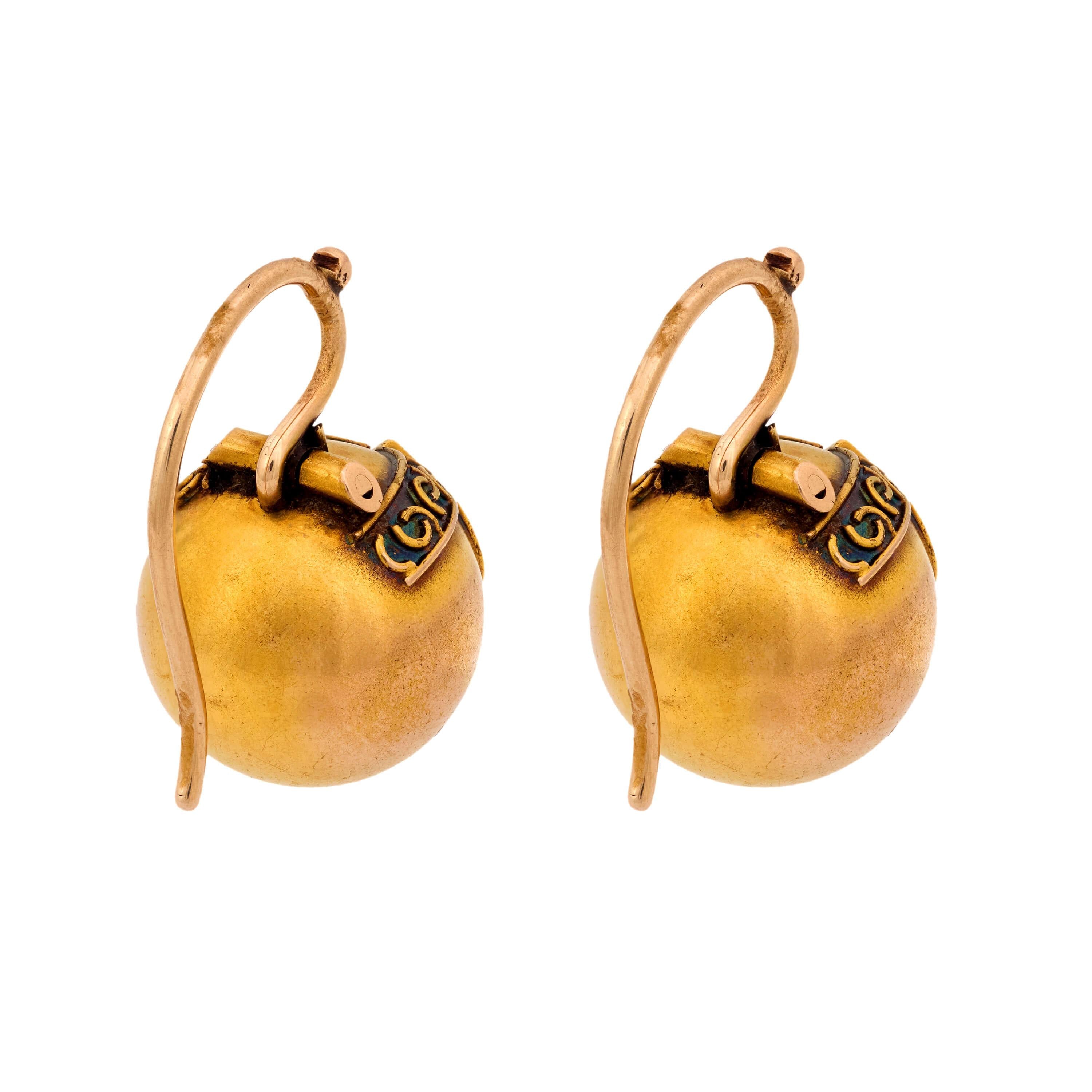 Victorian 14k Diamond Ball Earrings