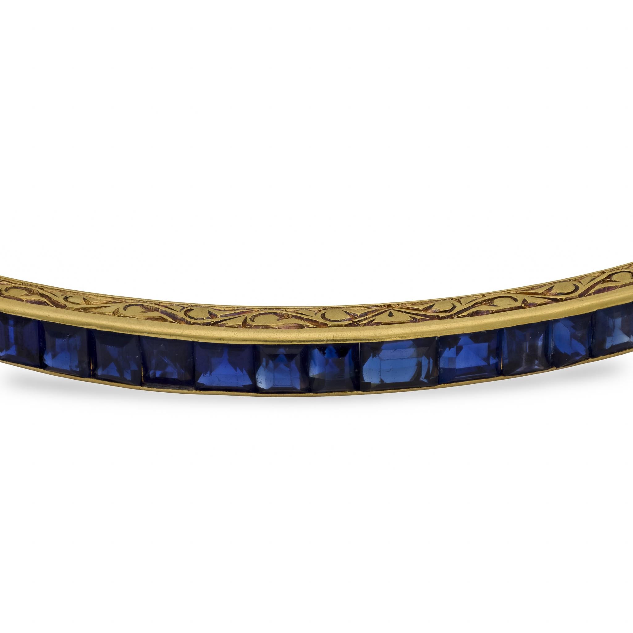 Victorian French 18k Sapphire Bangle Bracelet