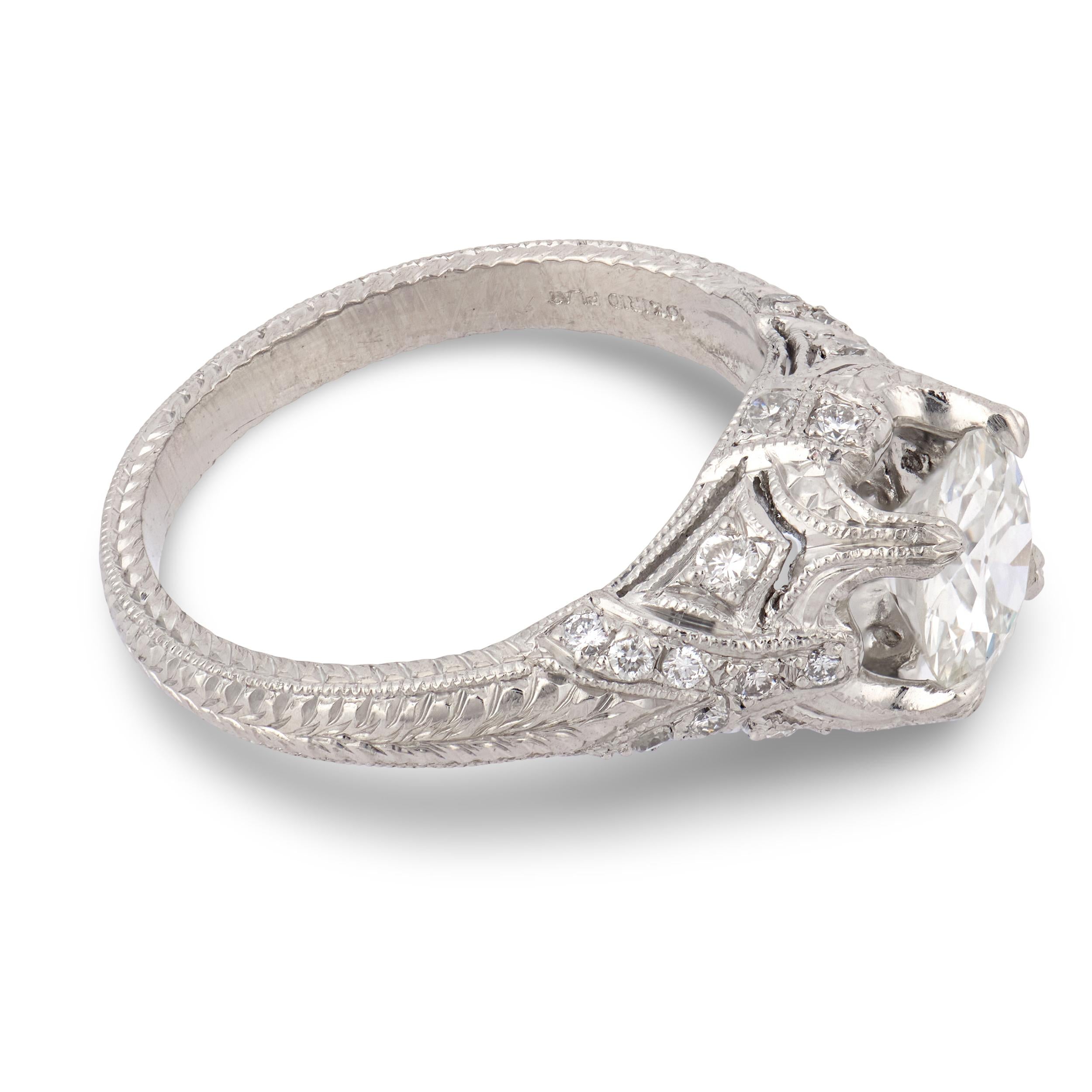 Art Deco Platinum Diamond Engagement Ring 1.25ct