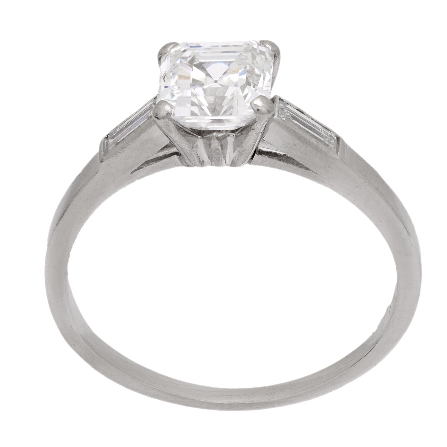 Retro Platinum Diamond Engagement Ring 1.06ct