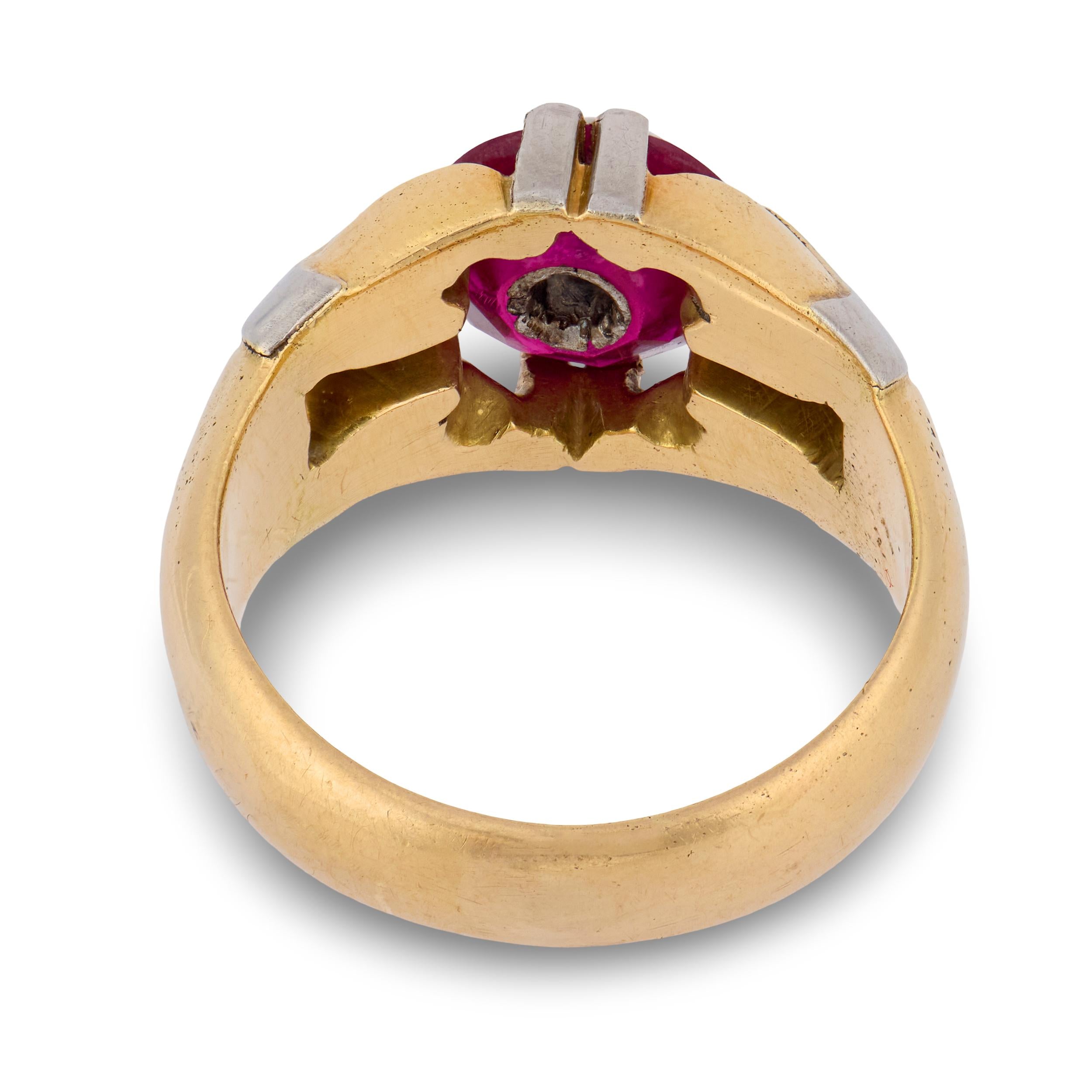 Edwardian 18k Diamond & Ruby Engagement Ring .40ct