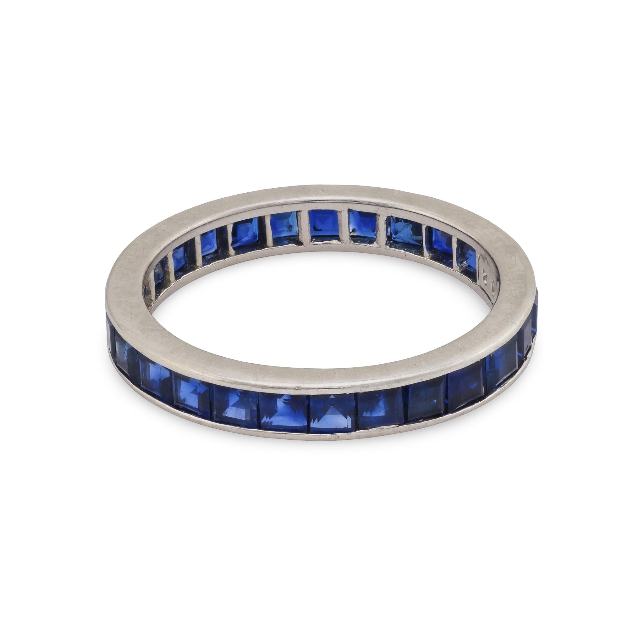 OSCAR HEYMAN Estate Platinum Sapphire Eternity Band
