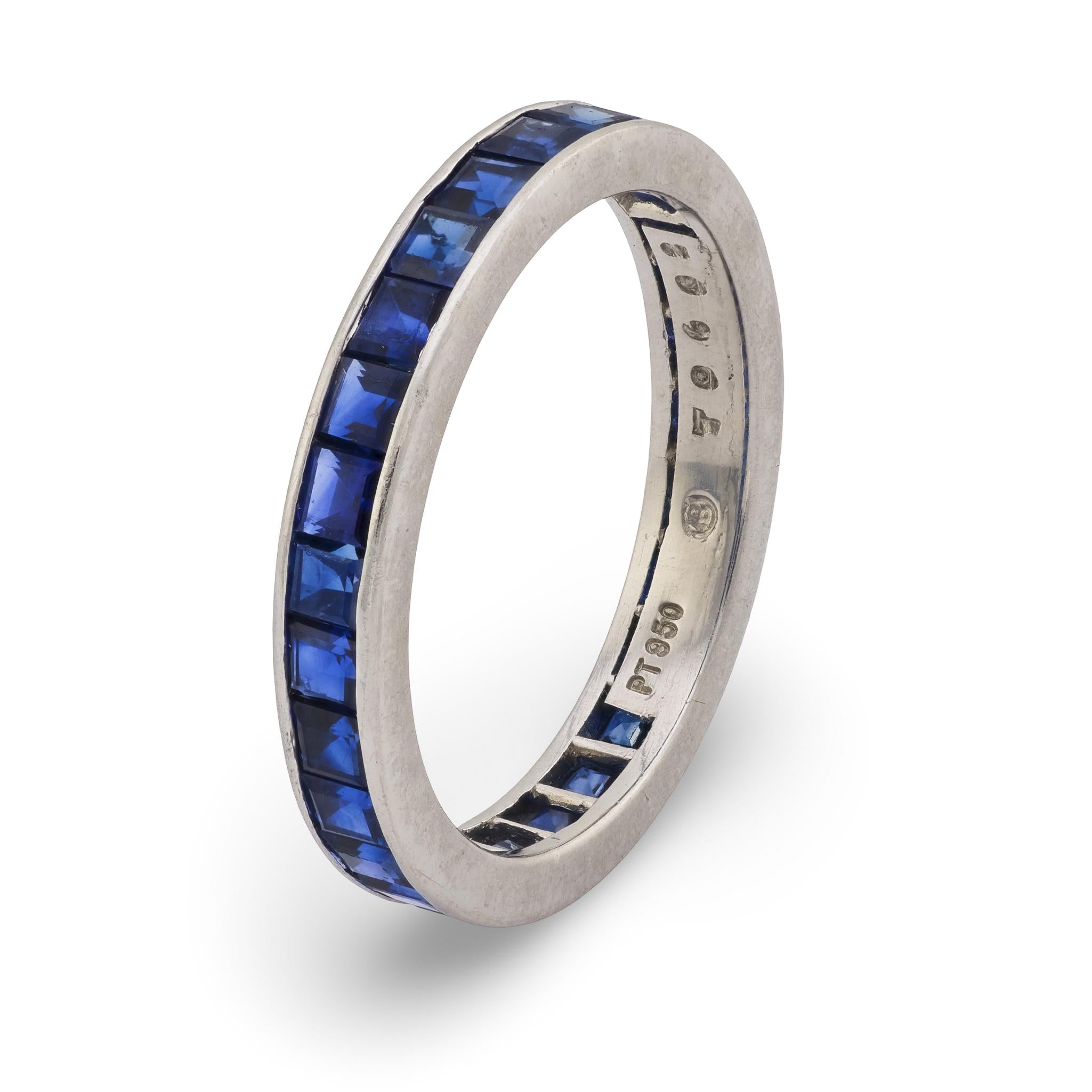 OSCAR HEYMAN Estate Platinum Sapphire Eternity Band