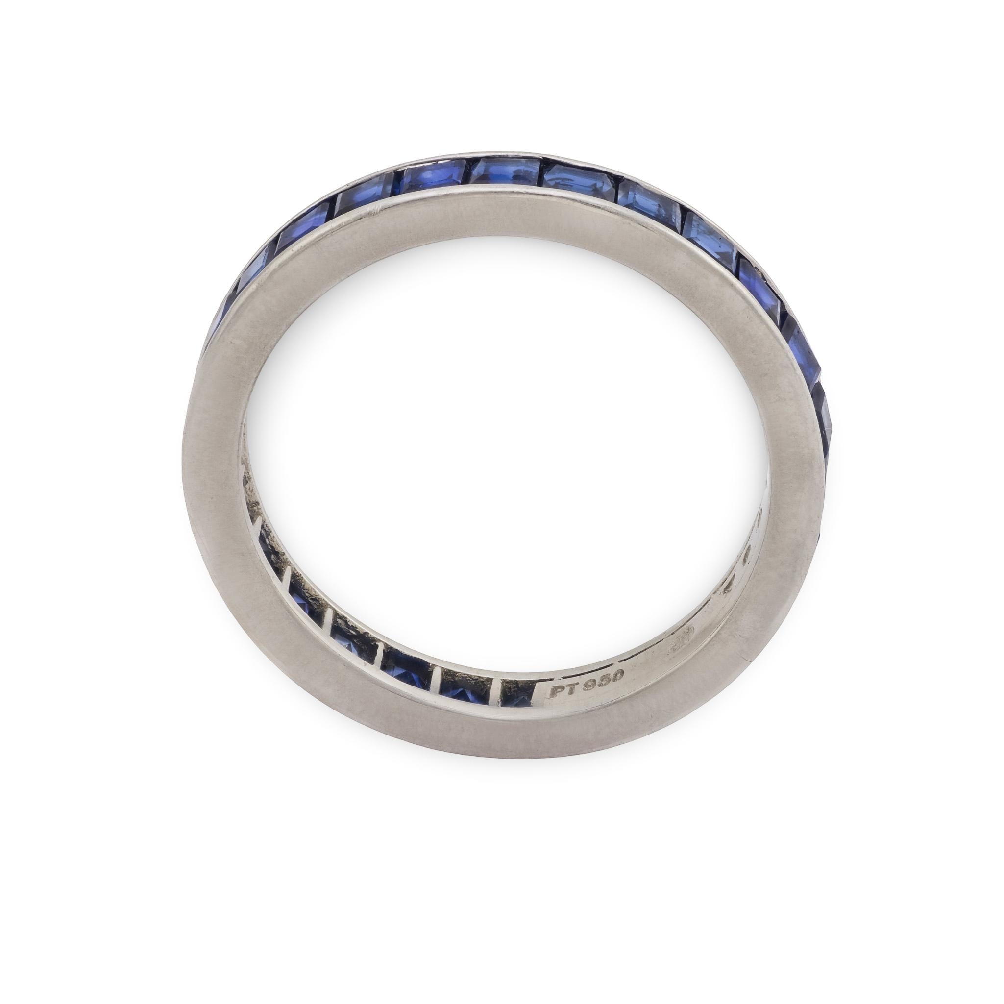 OSCAR HEYMAN Estate Platinum Sapphire Eternity Band