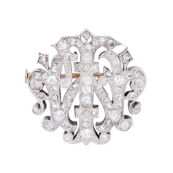 1 Victorian 18k/Sterling Silver Diamond Monogram Pin/Pendant