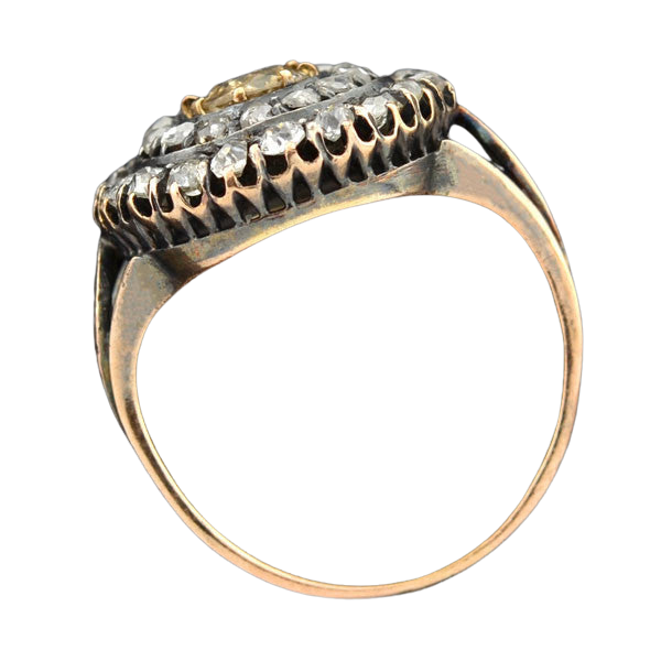 18kt Mine & Rose Cut Diamond Double Halo Cluster Ring 1.90ctw