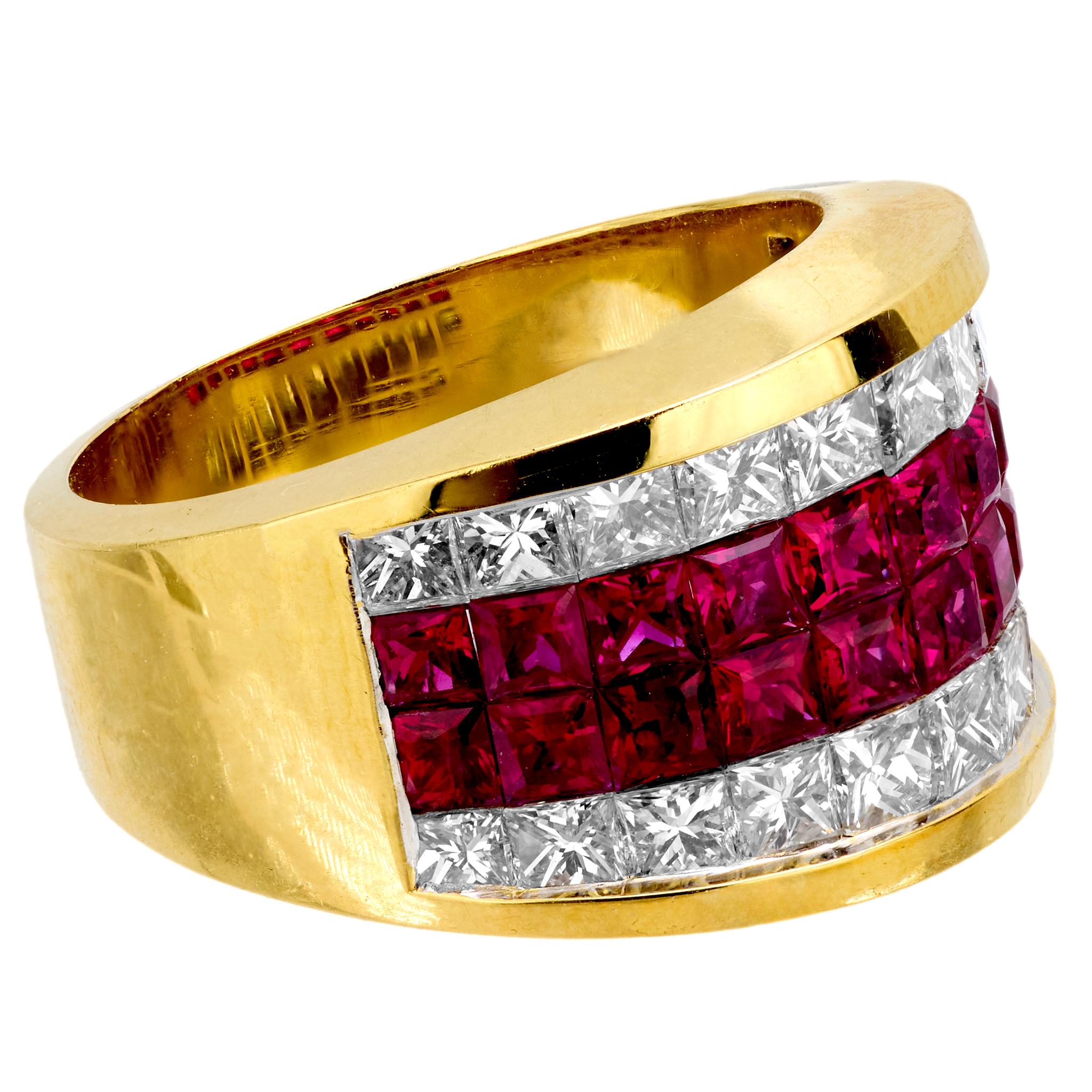Estate 18k Ruby and Diamond Cigar Band