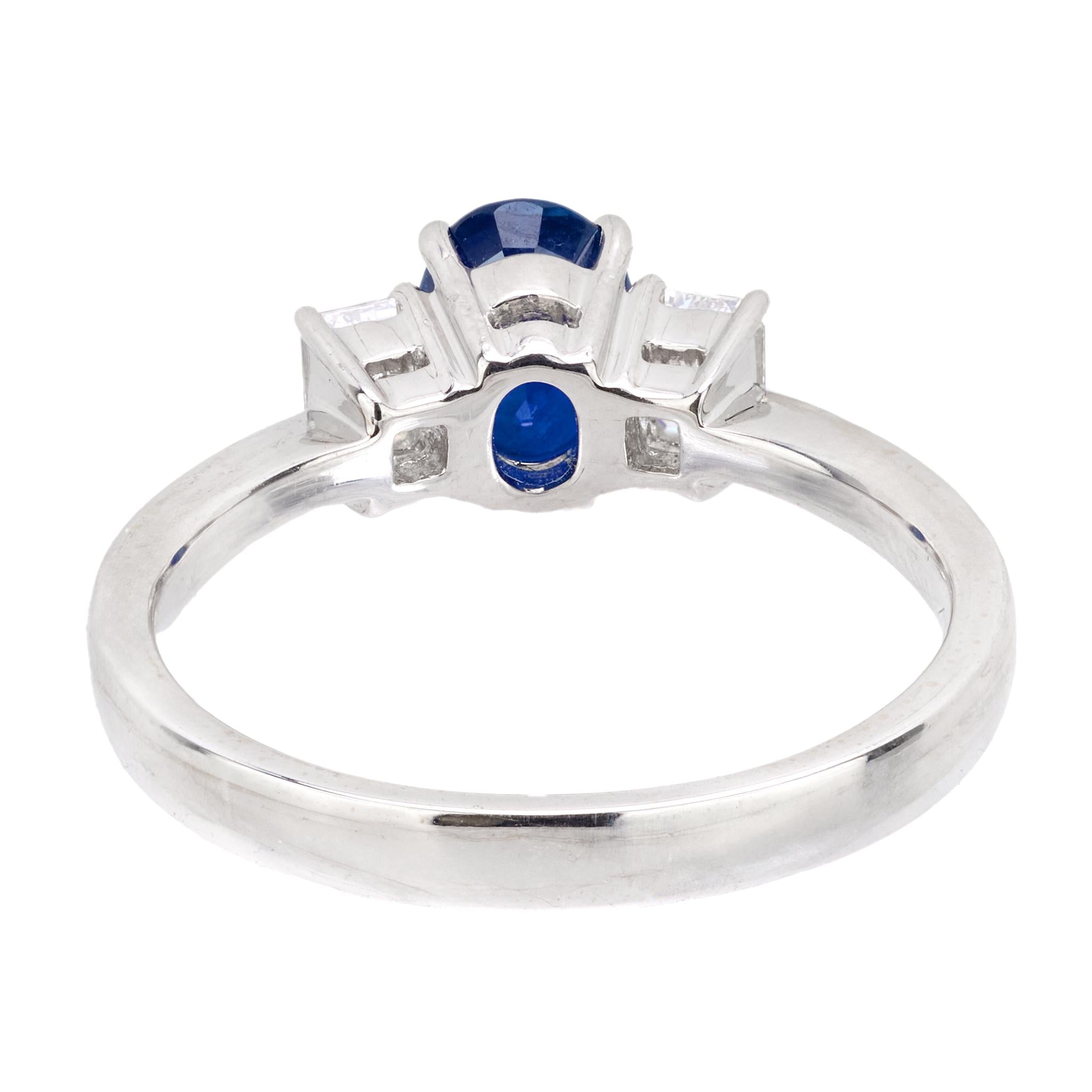Estate 18k Sapphire and Diamond Three-Stone Ring