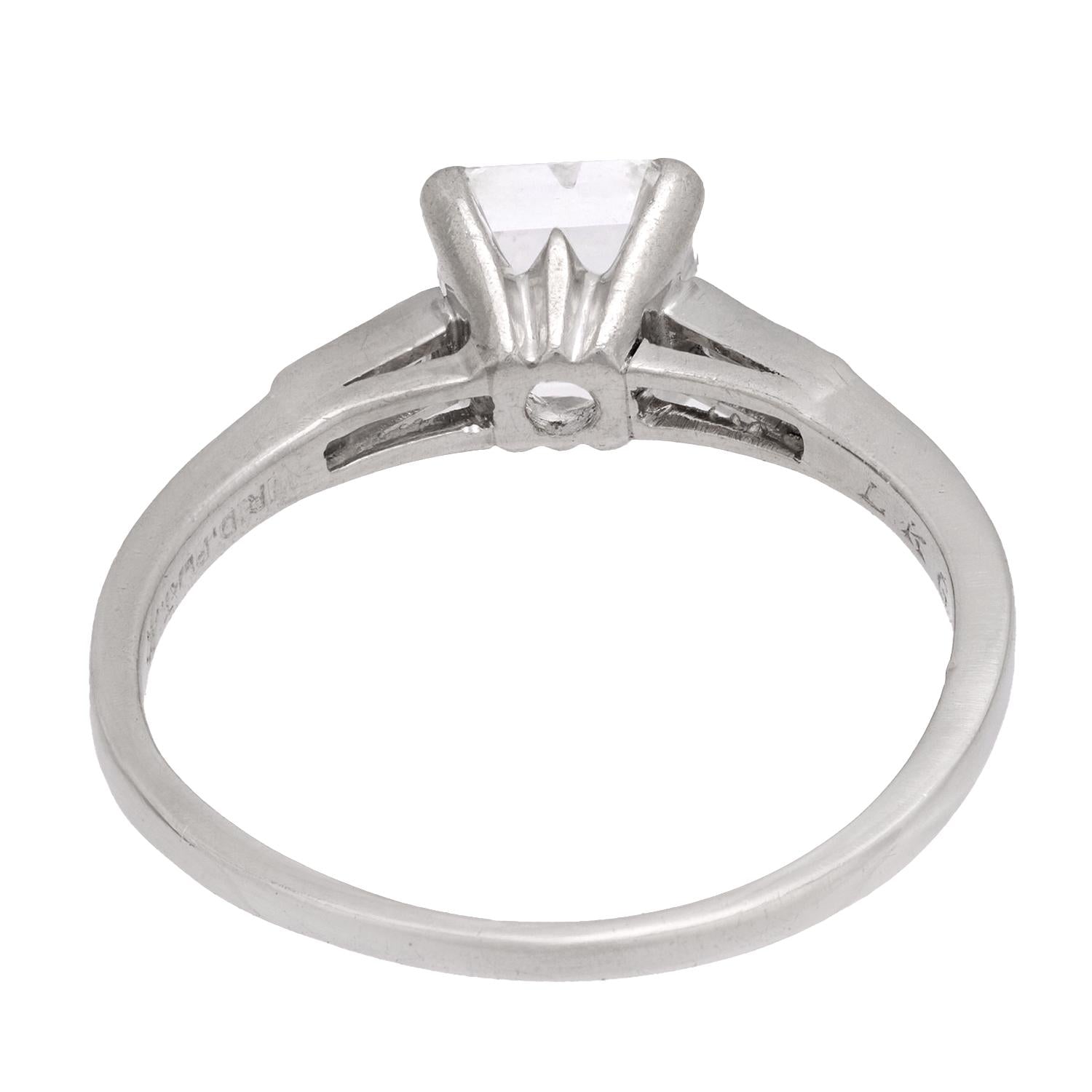 Retro Platinum Diamond Engagement Ring 1.06ct