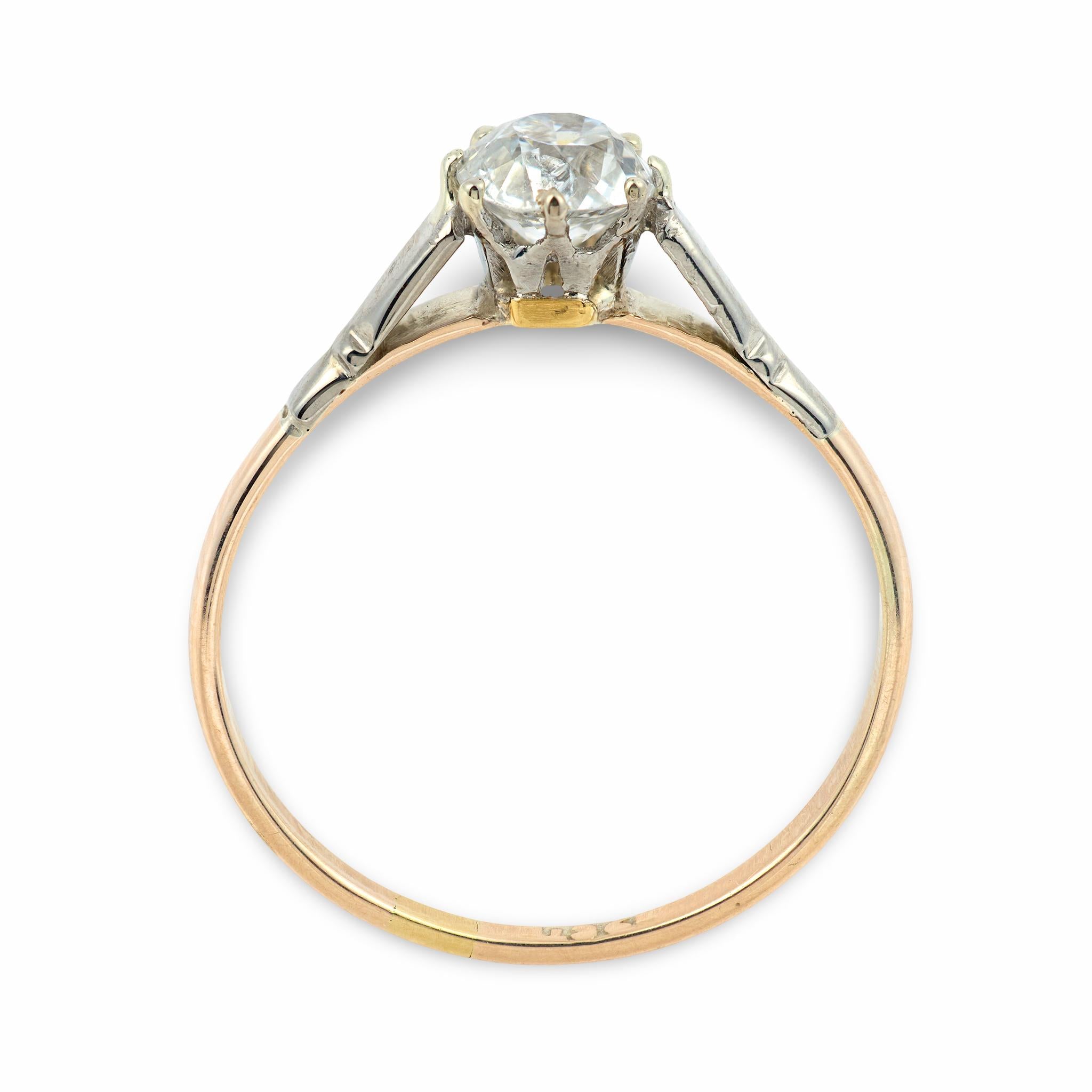 Edwardian English 9k/Platinum Diamond Engagement Ring .62ct