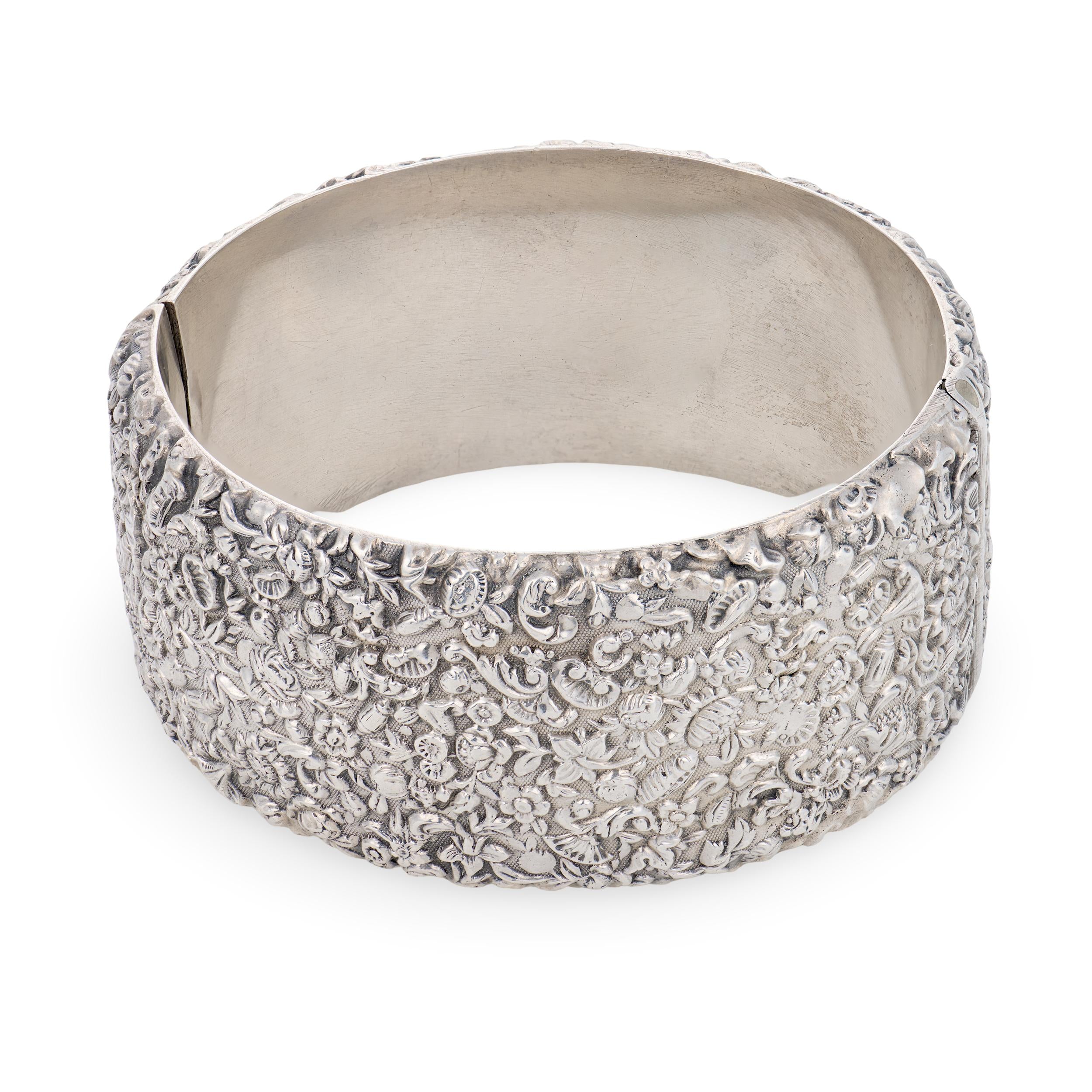 Victorian Sterling Silver Repoussé Bangle