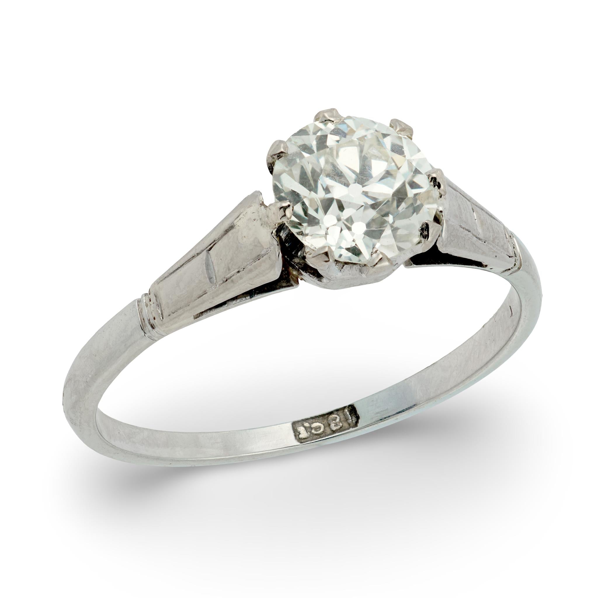 Edwardian 18k/Platinum Diamond Engagement Ring 1.02ct