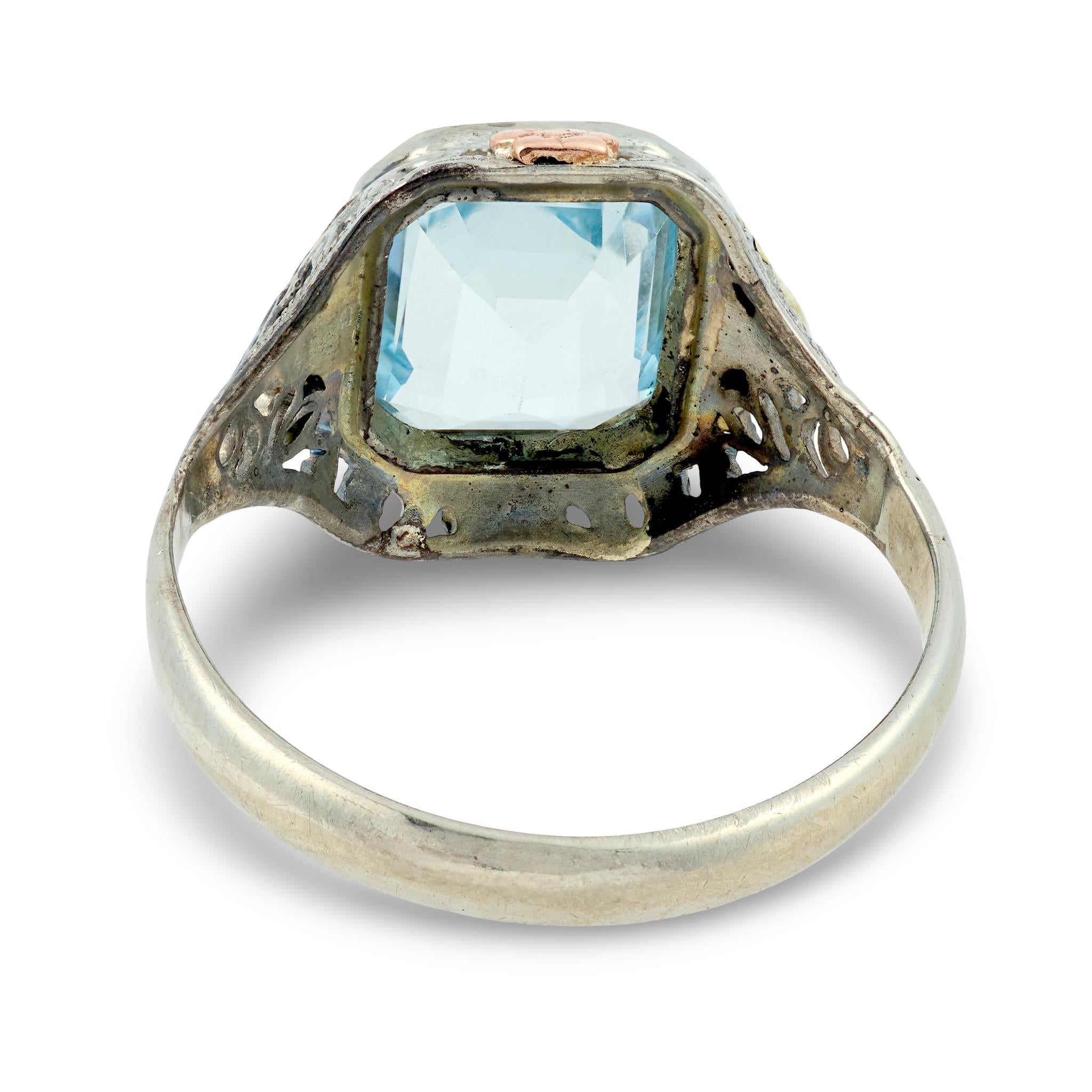 Art Nouveau 14k Aqua Ring