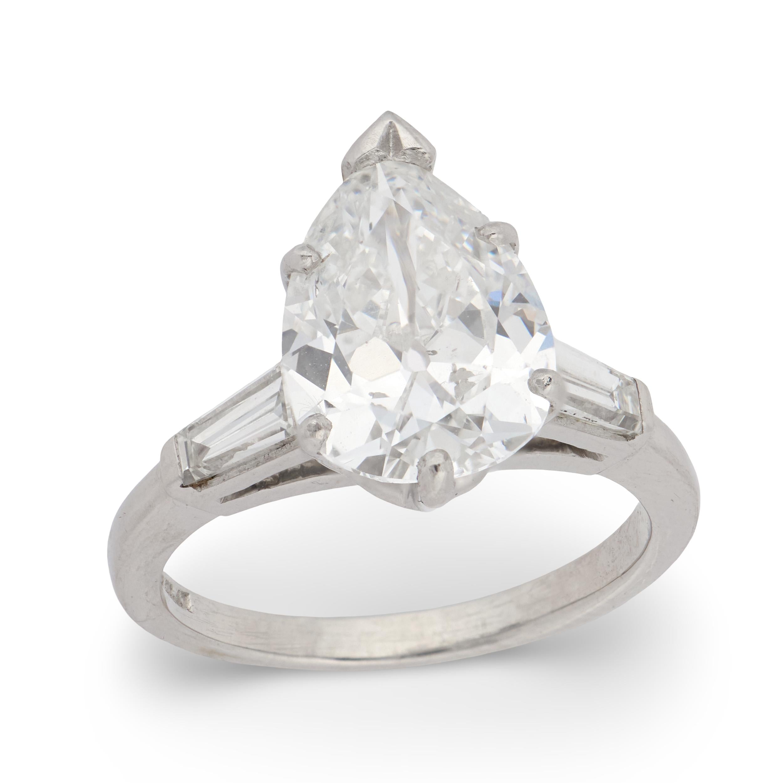 Retro Platinum Diamond Engagement Ring 2.60ct