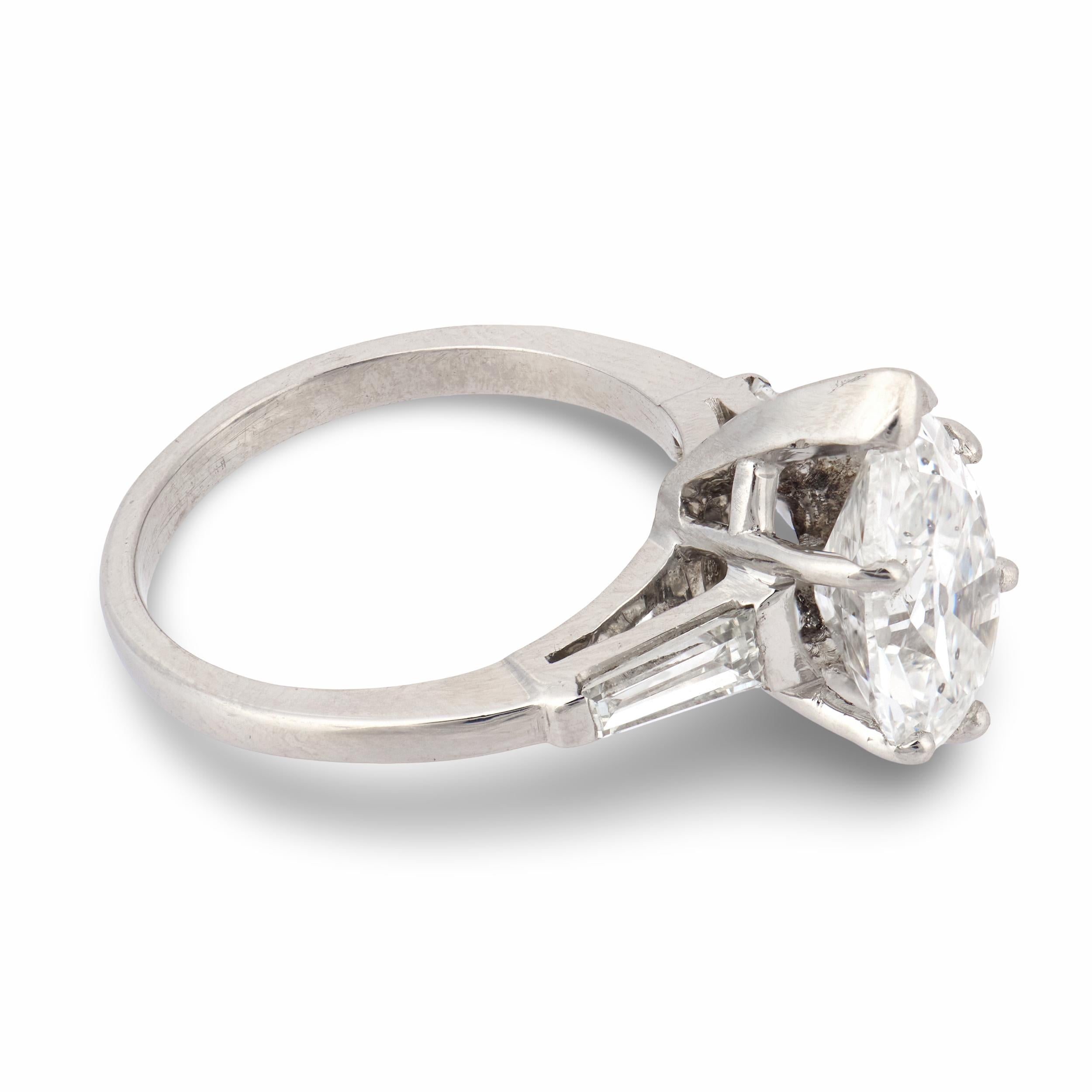 Retro Platinum Diamond Engagement Ring 2.60ct