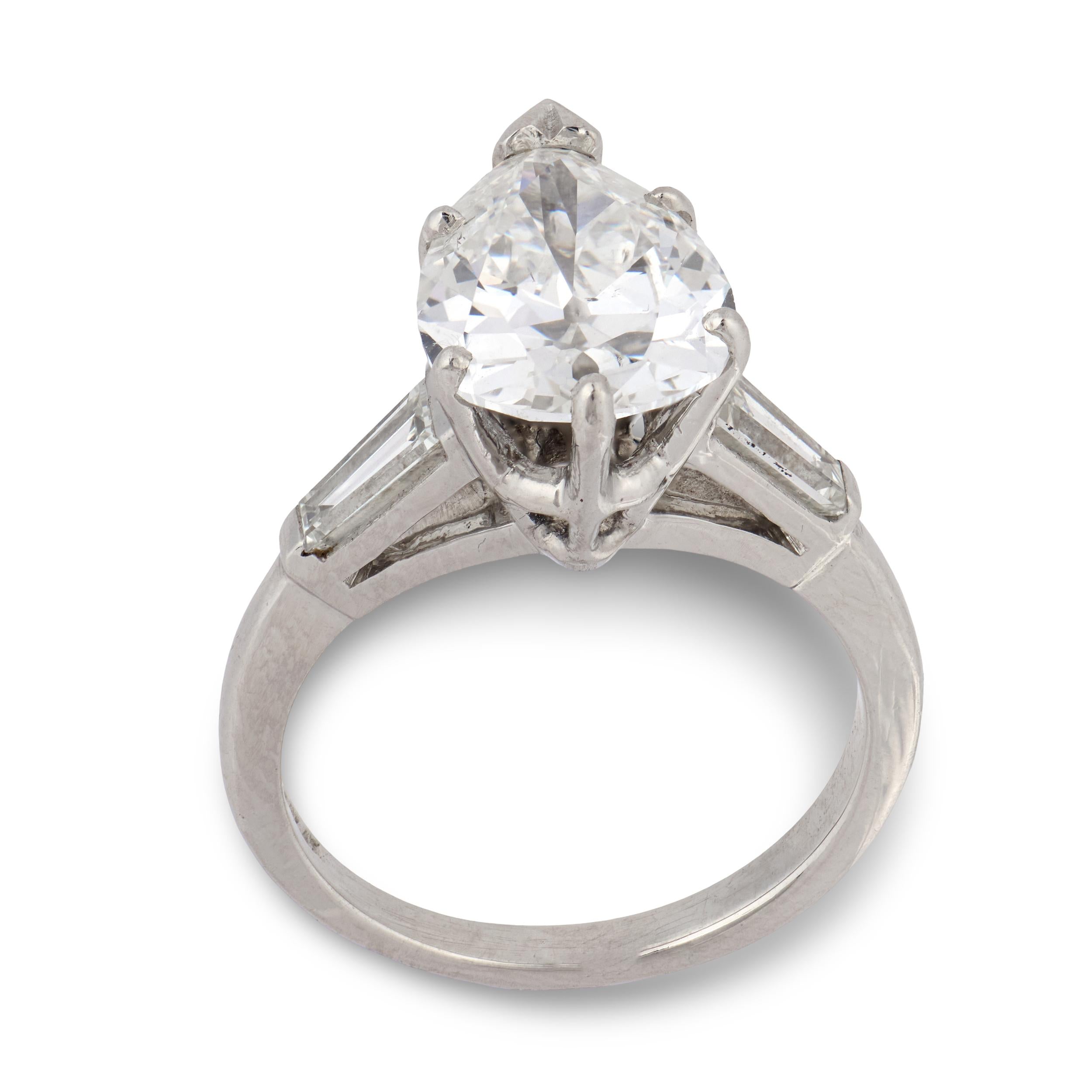Retro Platinum Diamond Engagement Ring 2.60ct