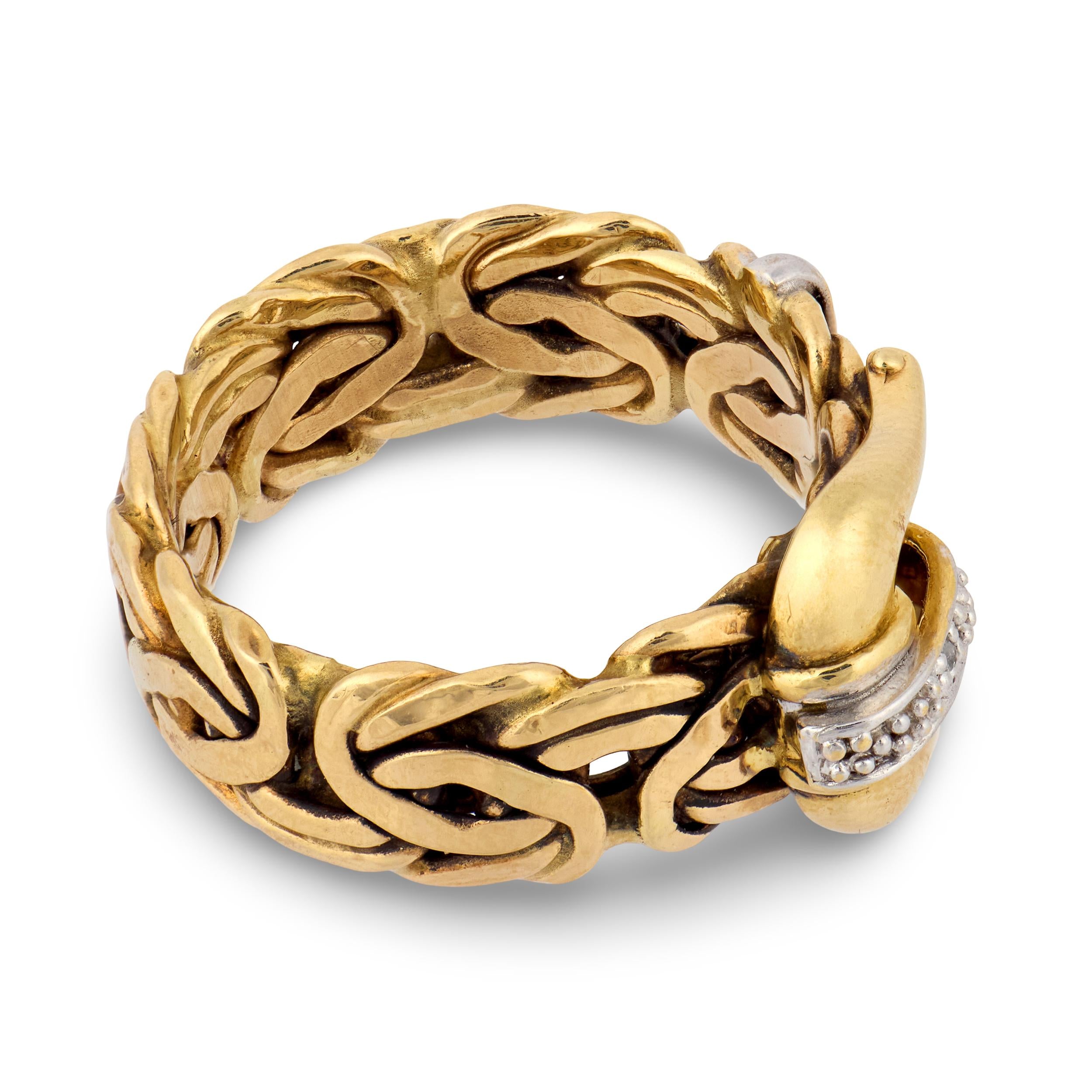 Estate Turkish 14k Diamond Buckle Ring