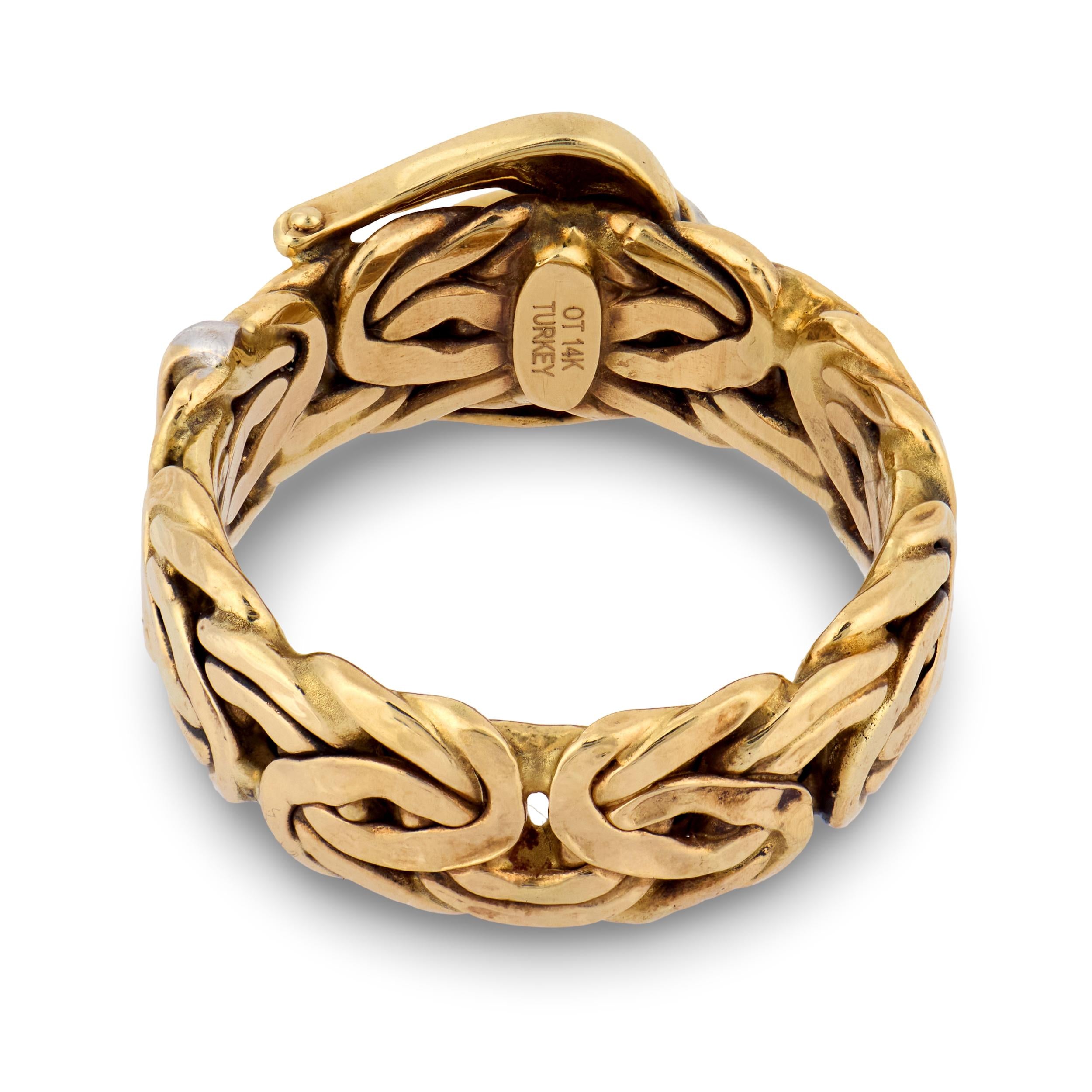 Estate Turkish 14k Diamond Buckle Ring