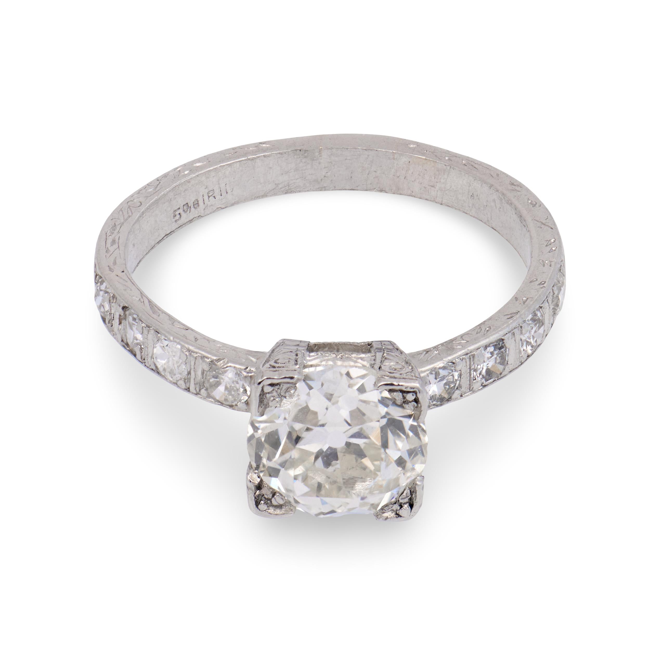 Art Deco Platinum Diamond Engagement Ring 1.59ct