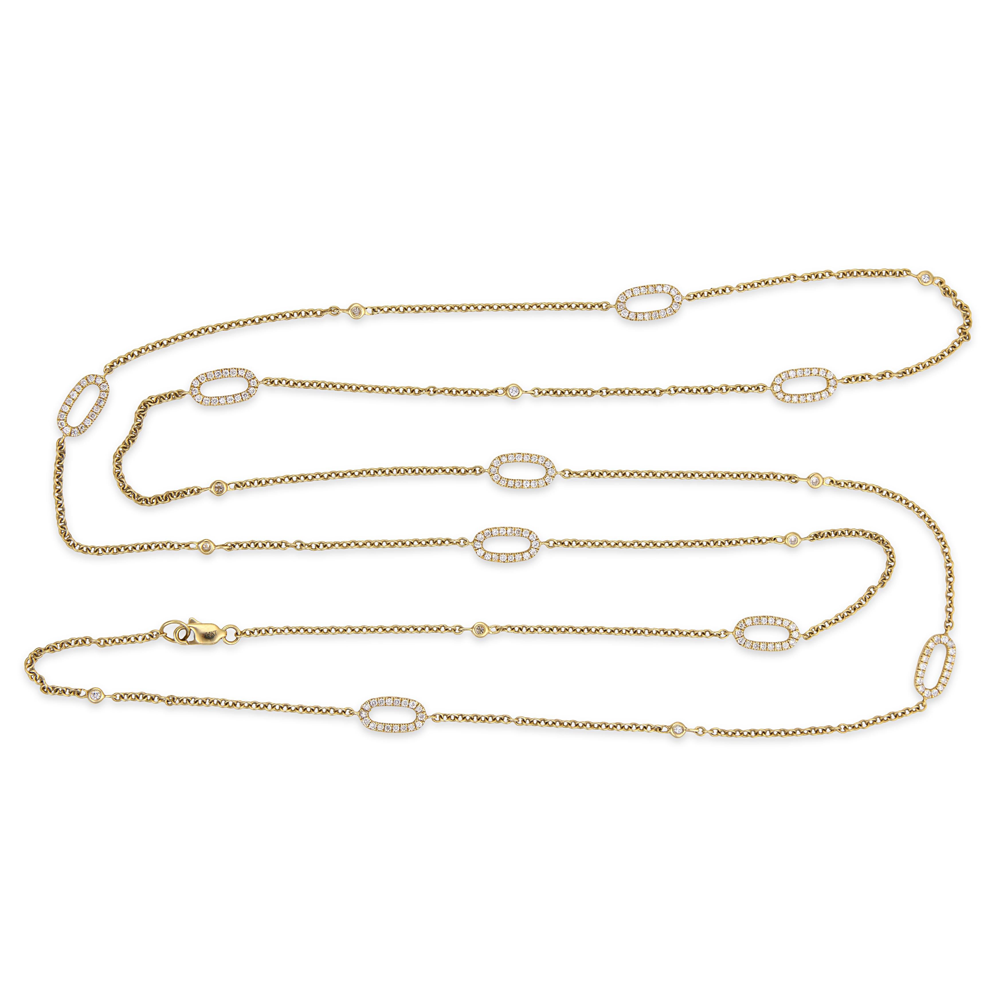 Estate 14k Diamond Link Necklace 36"