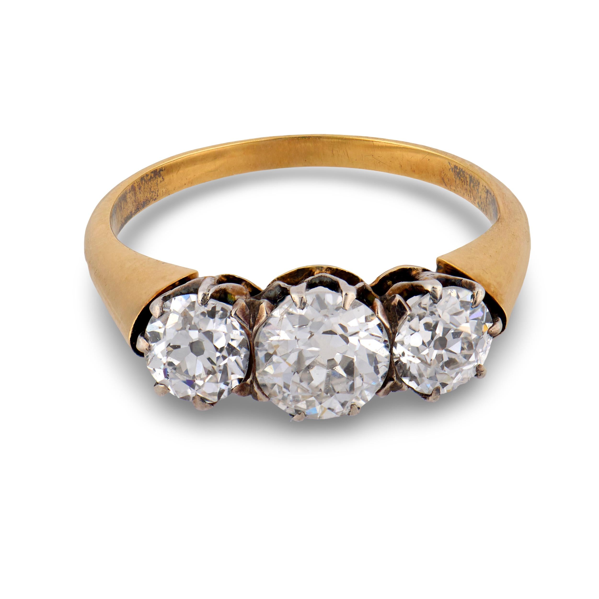 Victorian 18k Diamond Three Stone Ring