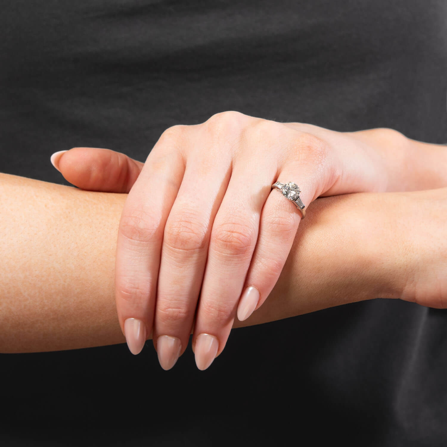 Retro Platinum Diamond Three Stone Engagement Ring 1.15ct