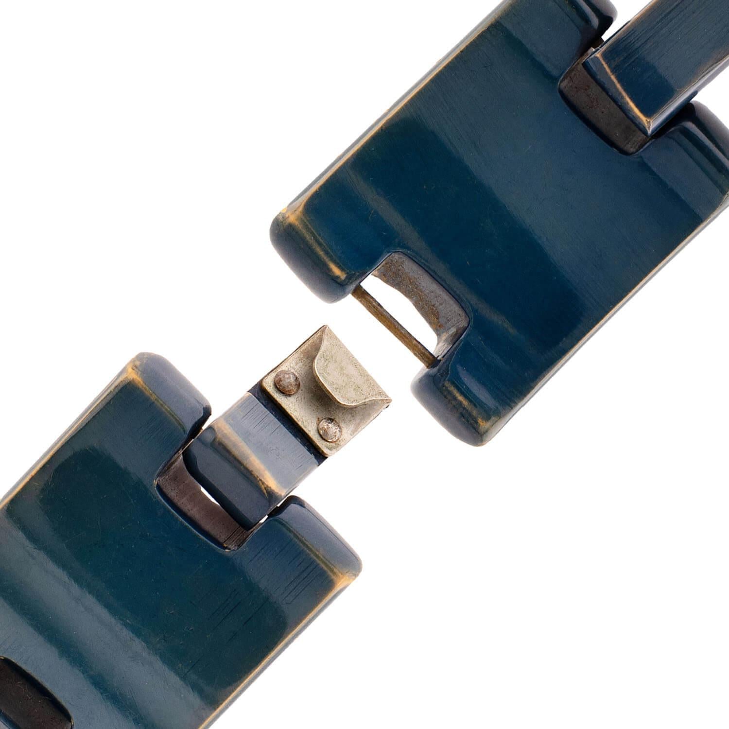 Retro Bakelite Carved Clamper and Link Bracelet Set